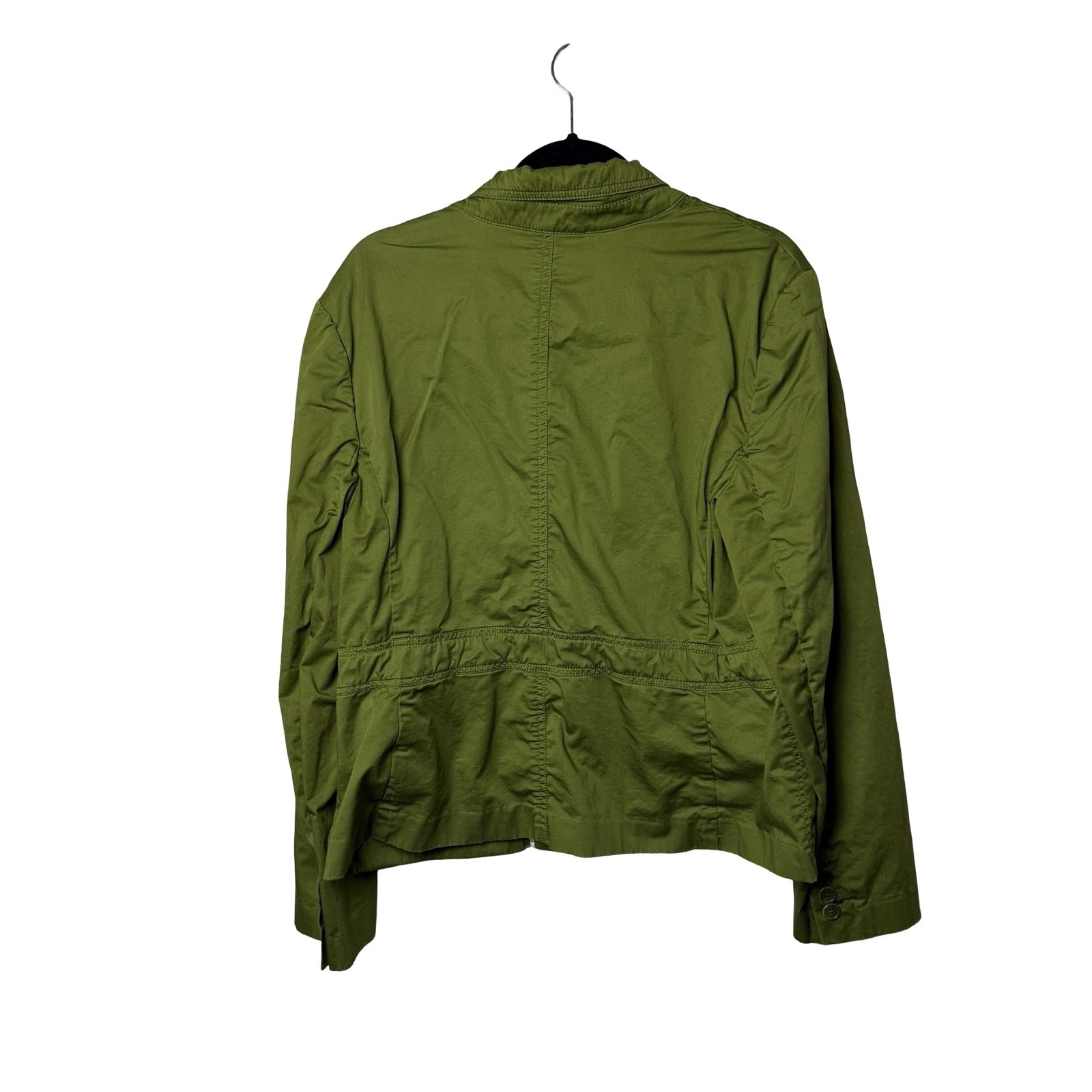 Talbots Blazer Green Jacket Safari Women’s SZ 16 Twill Olive One BTN Office EUC