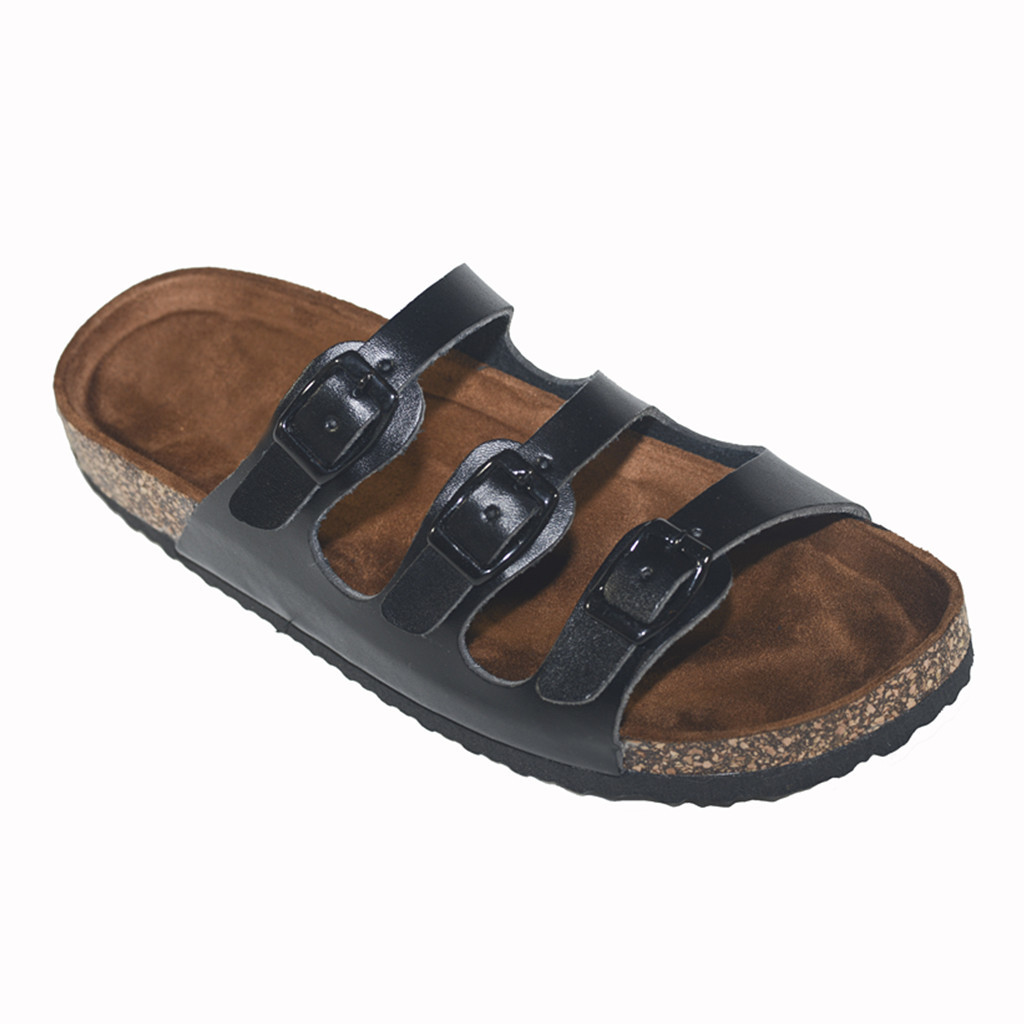 Women’s Slide Buckle T-Strap Cork Platform Flip Flop Shoes Sandals