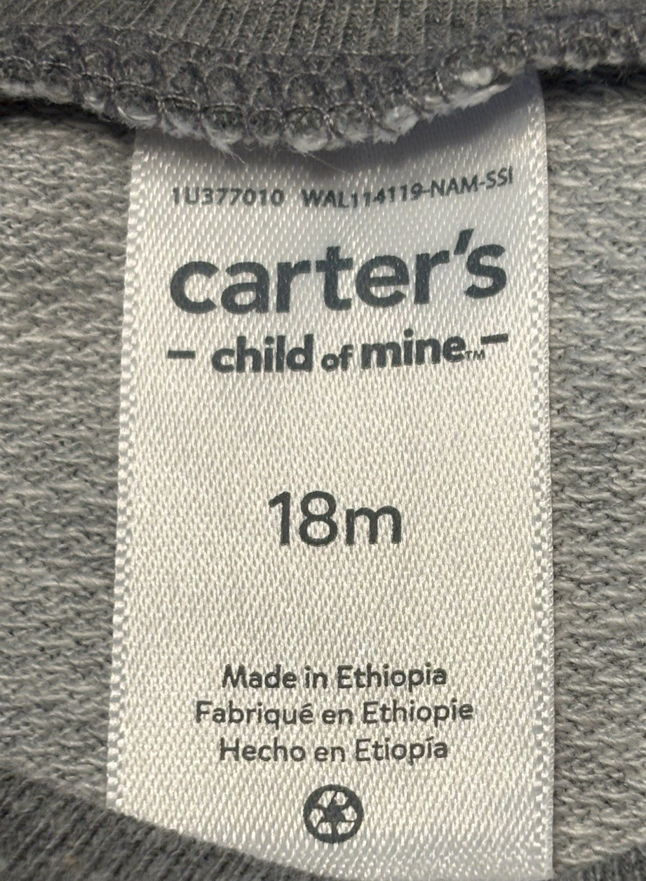 Carters Light & Dark Gray 2 Ps Outfit Size 18M