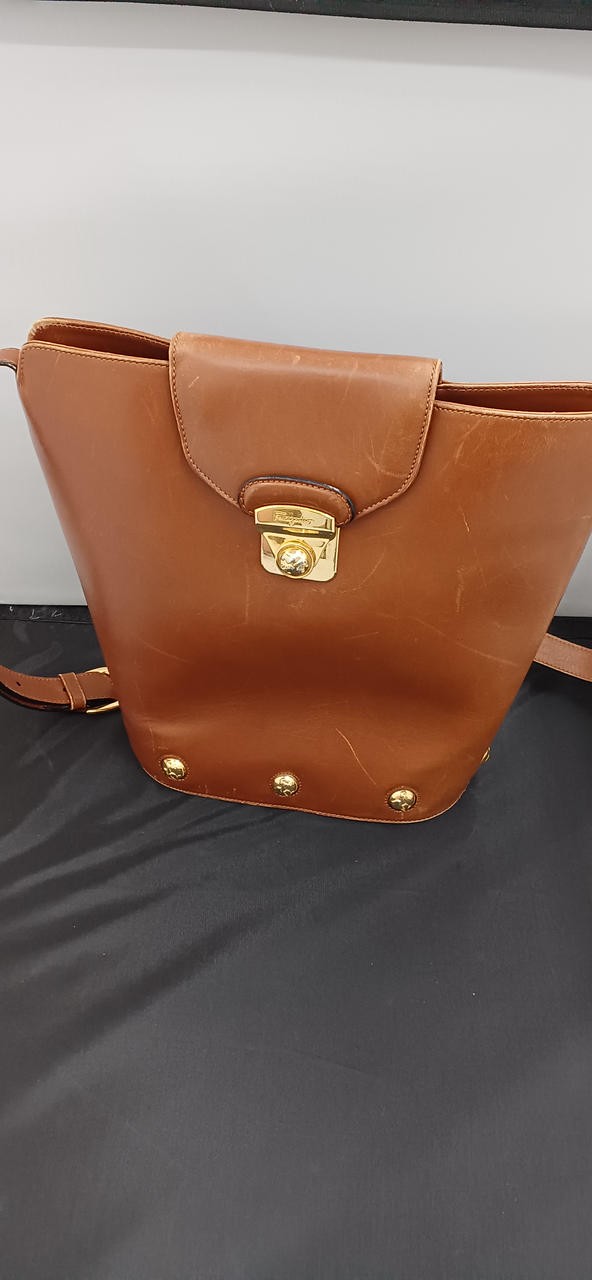 Salvatore Ferragamo Shoulder Bag Brown 10.6 inch