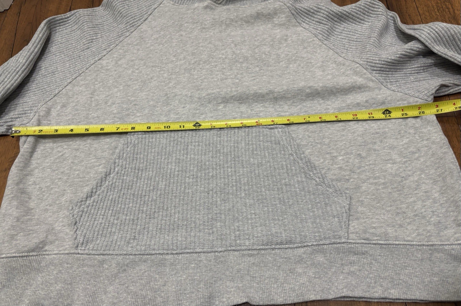 Aerie Waffle Knit Heather Gray Pullover Hoodie Oversized Comfy Cozy Cotton XL