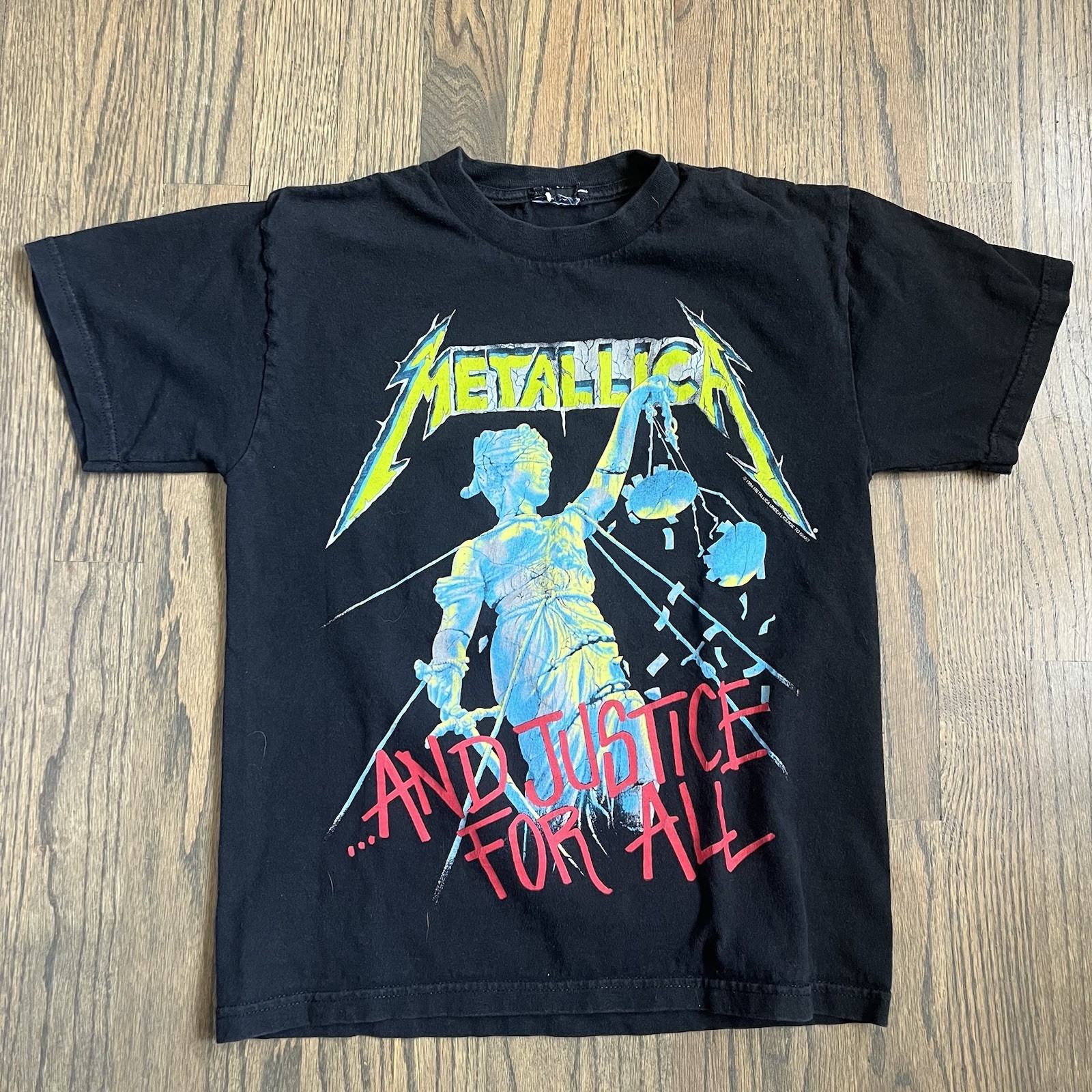 Vintage 90s Giant Metallica And No Justice For All Band Tee Shirt Kids Sz S/M