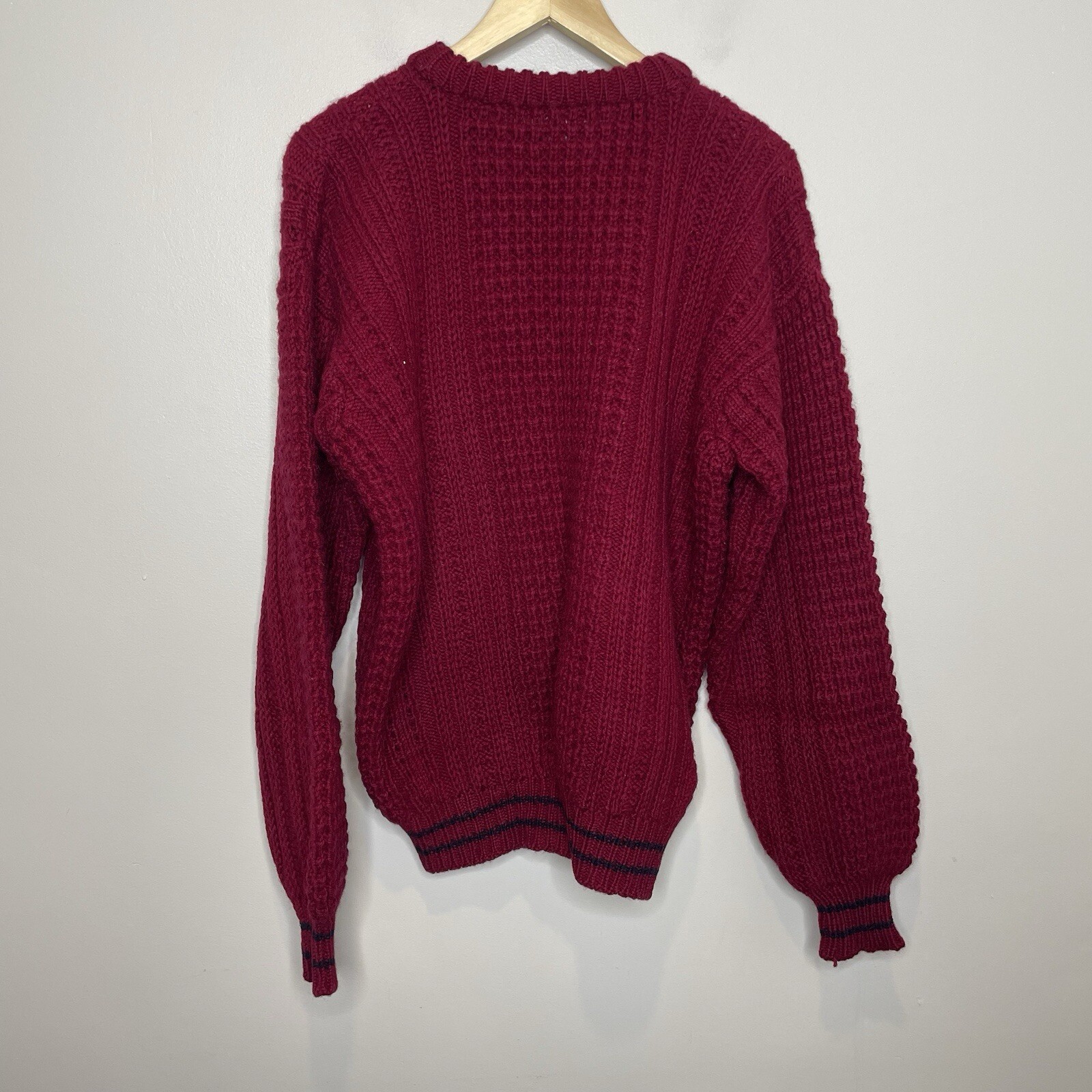 VTG John Molloy Men Handknit Wool Fisherman Sweater Donegal Ireland Red No Size