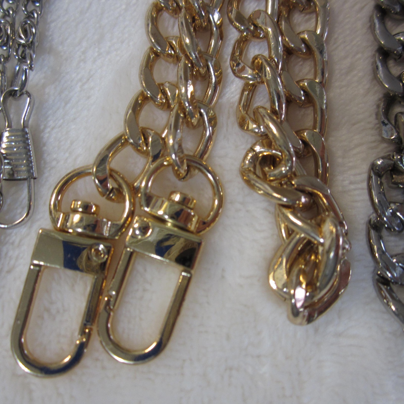 Three Chain Link Purse Strap Replacements Two Silver Tone One Gold Tone