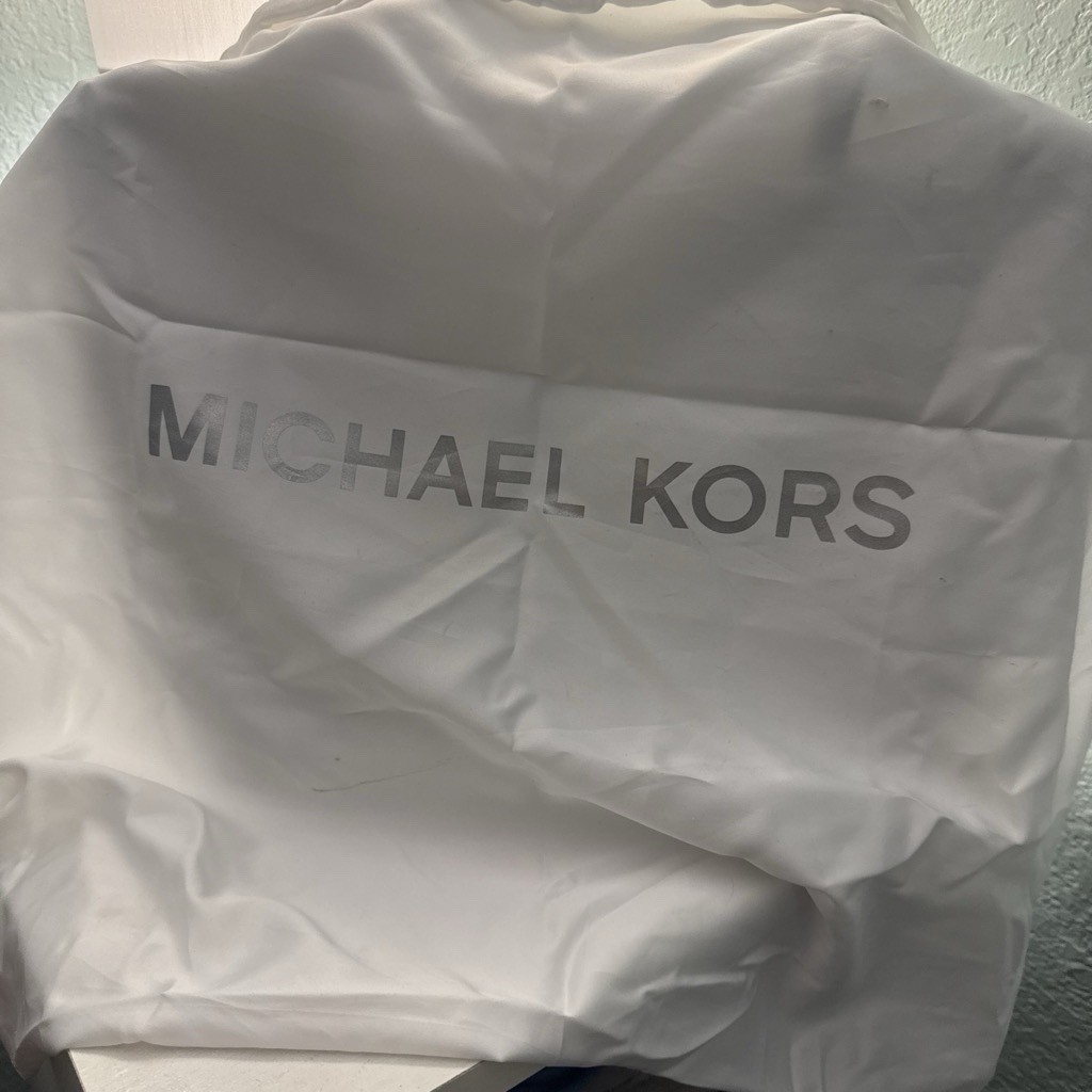 Michael Kors Gray Medium Tote Zip-Top, Inner Pockets, Logo, MK Charm, Silver