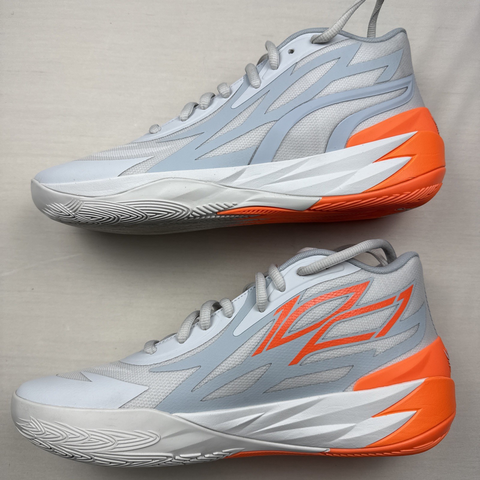 Puma LaMelo Ball MB.02 Platinum gray/Ultra Orange Mens Sz 12 378288 02