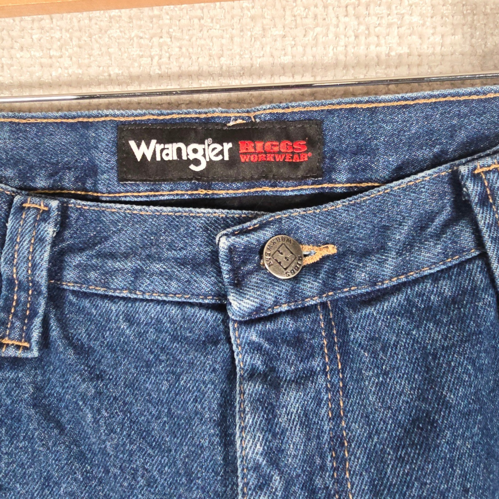 Wrangler RIGGS Workwear Fleece Lined Jeans Mens 38×30 Dark Wash Blue 3W055TH