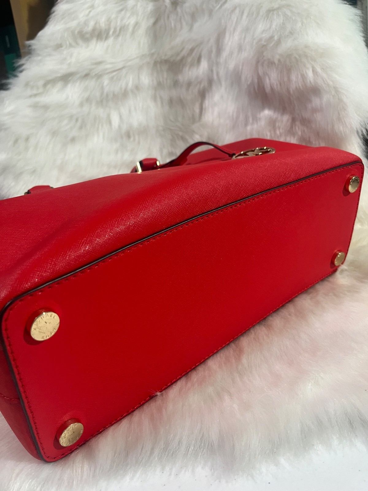 New Michael Kors Savannah Saffiano Leather Large Satchel – bright red