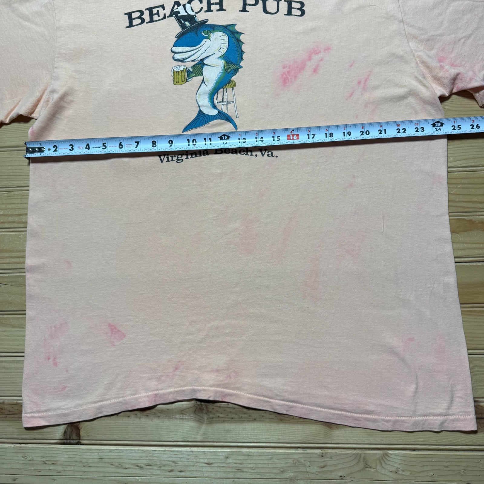 Vintage 1985 Beach Pub Virginia Salmon Beer Hat Promo Pocket T-Shirt USA – XL