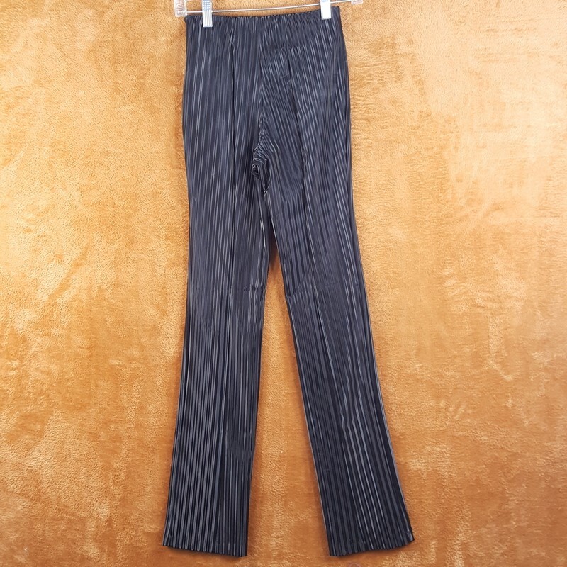 GOOD AMERICAN Pants Womens Size 0 Black Flare Faux Leather Illusion Stripe