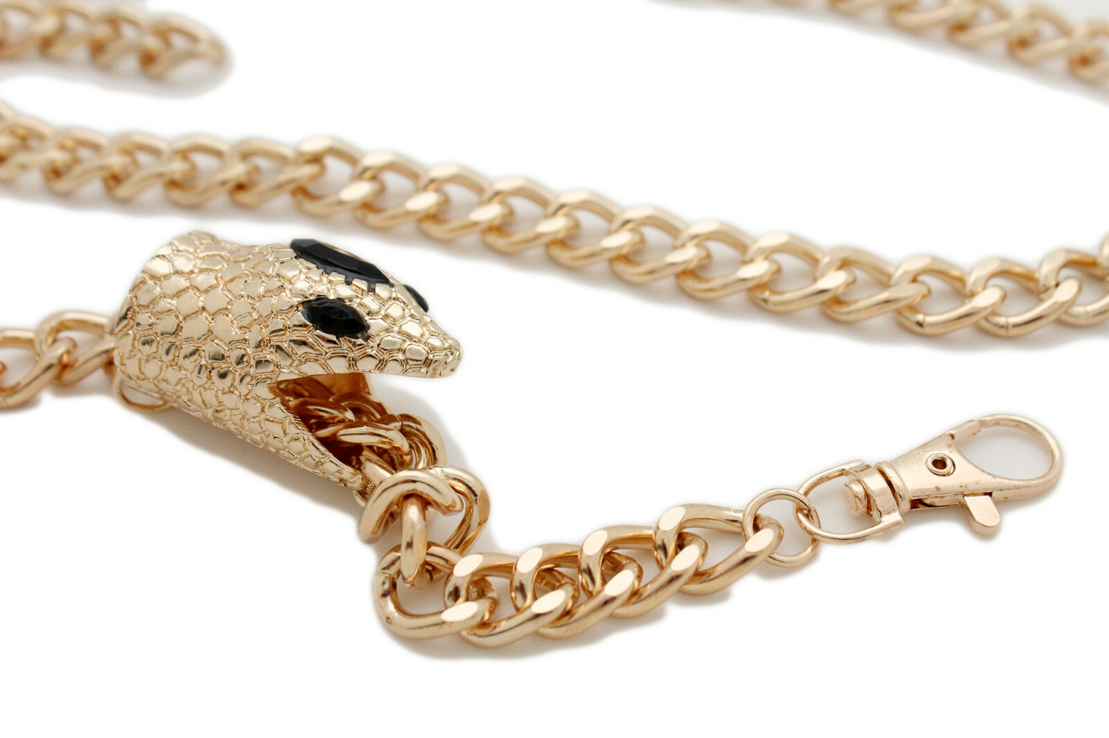 Women Sexy Fashion Belt Gold Color Metal Chain Snake Charm Hip Waist Size XS S M