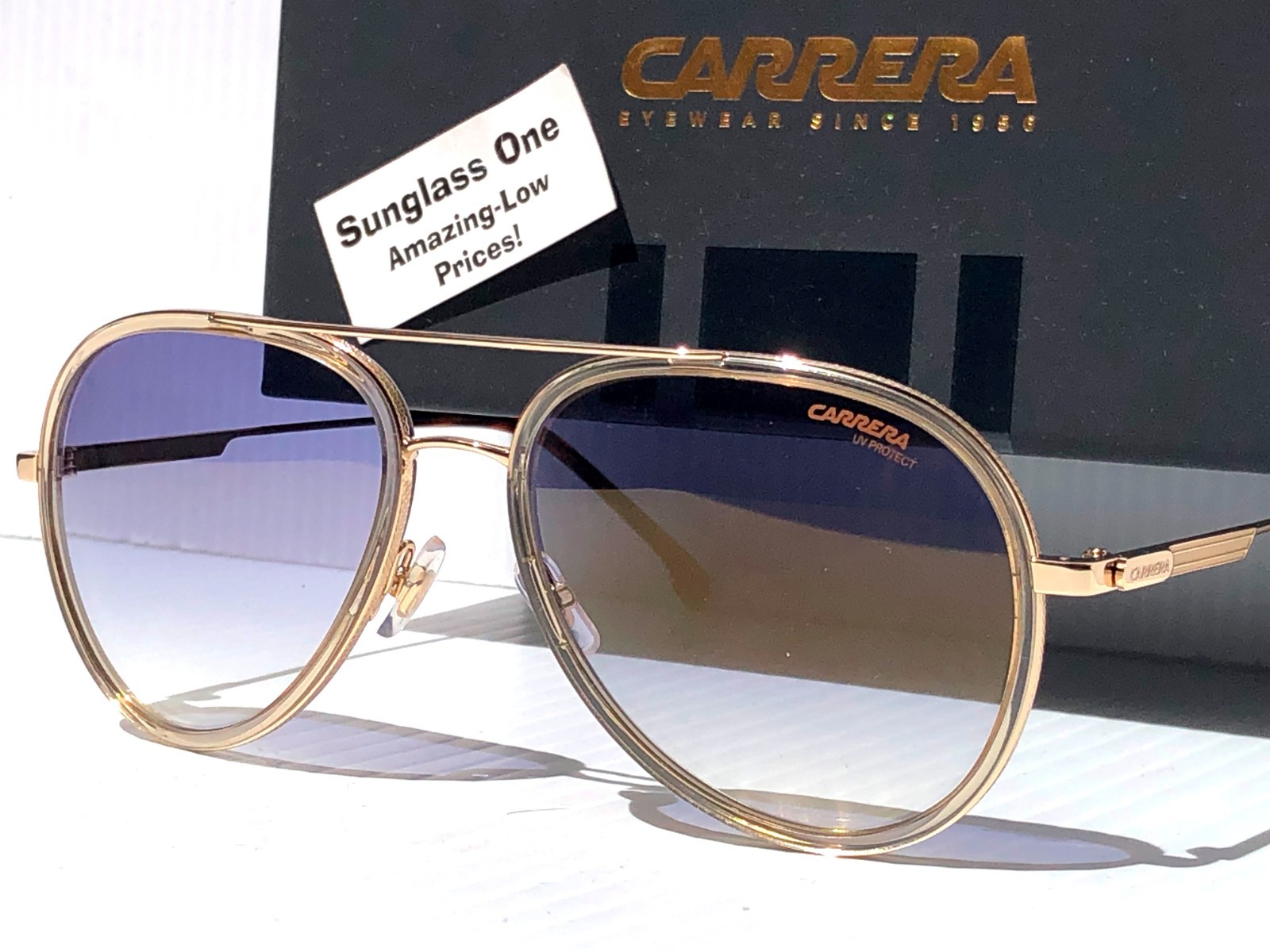 CARRERA Gold Gradient Champagne Blue Fade Lens Sunglass 1044/S HAM1V