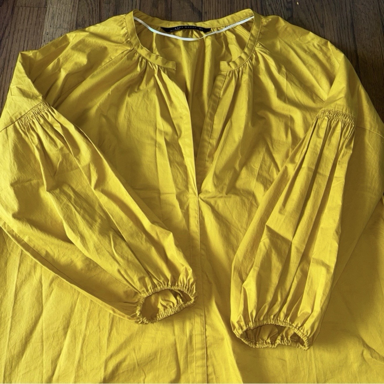 Zara Woman Blouse 97% Cotton / 3% Elastane Yellow Mustard Size S