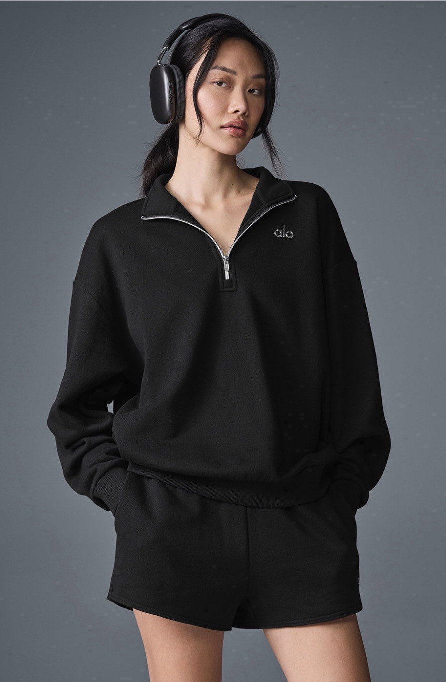 AIo Yoga Black Accolade 1/4 Zip Pullover in Size Small & Medium