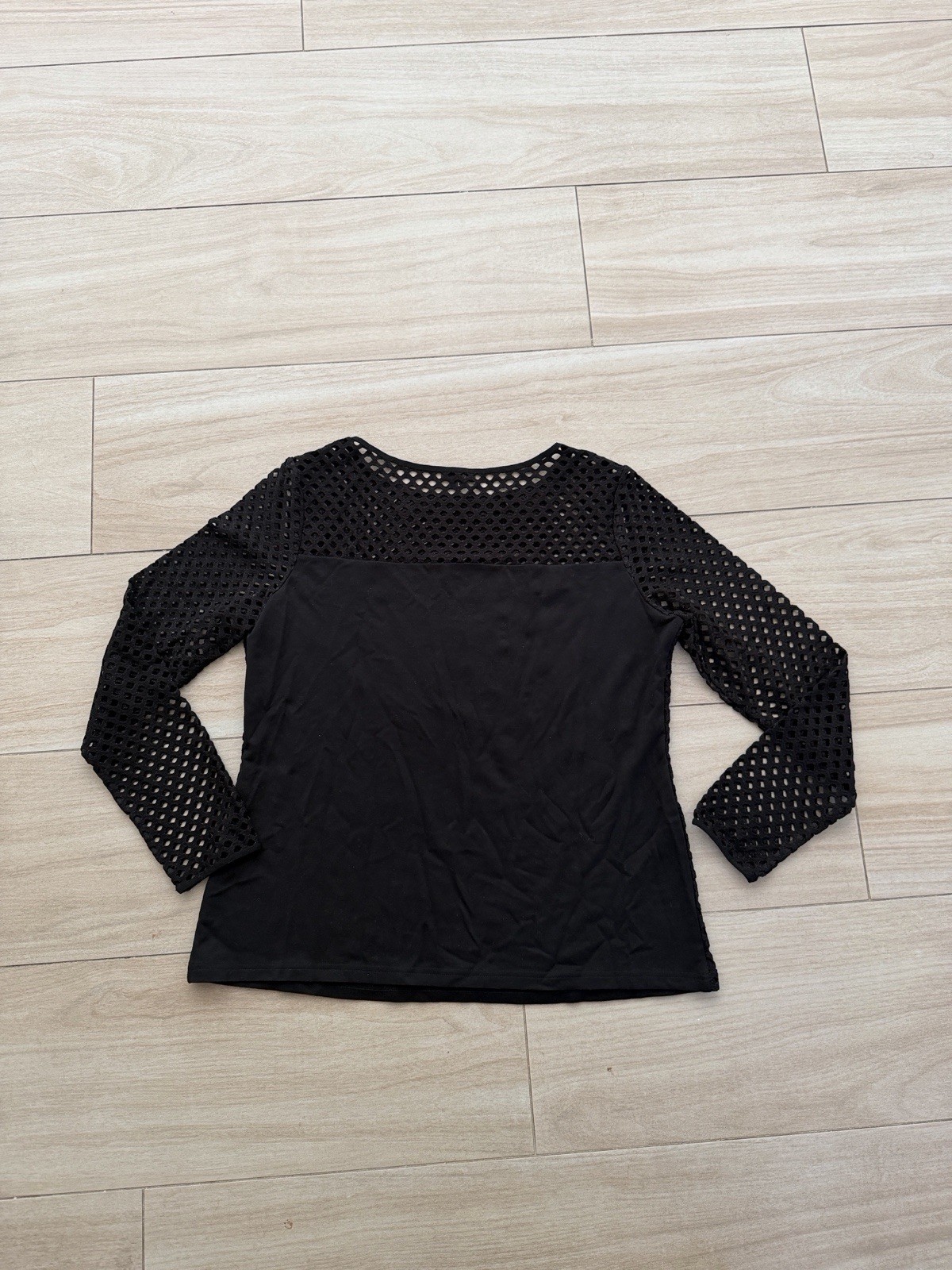 ESCADA Black Gold Viscose Polyester Cut Out Long Sleeve Top