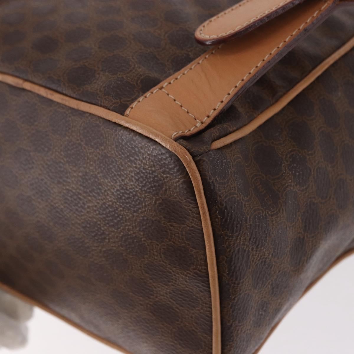 CELINE Macadam Canvas Backpack PVC Leather Brown Gold Auth 186101A