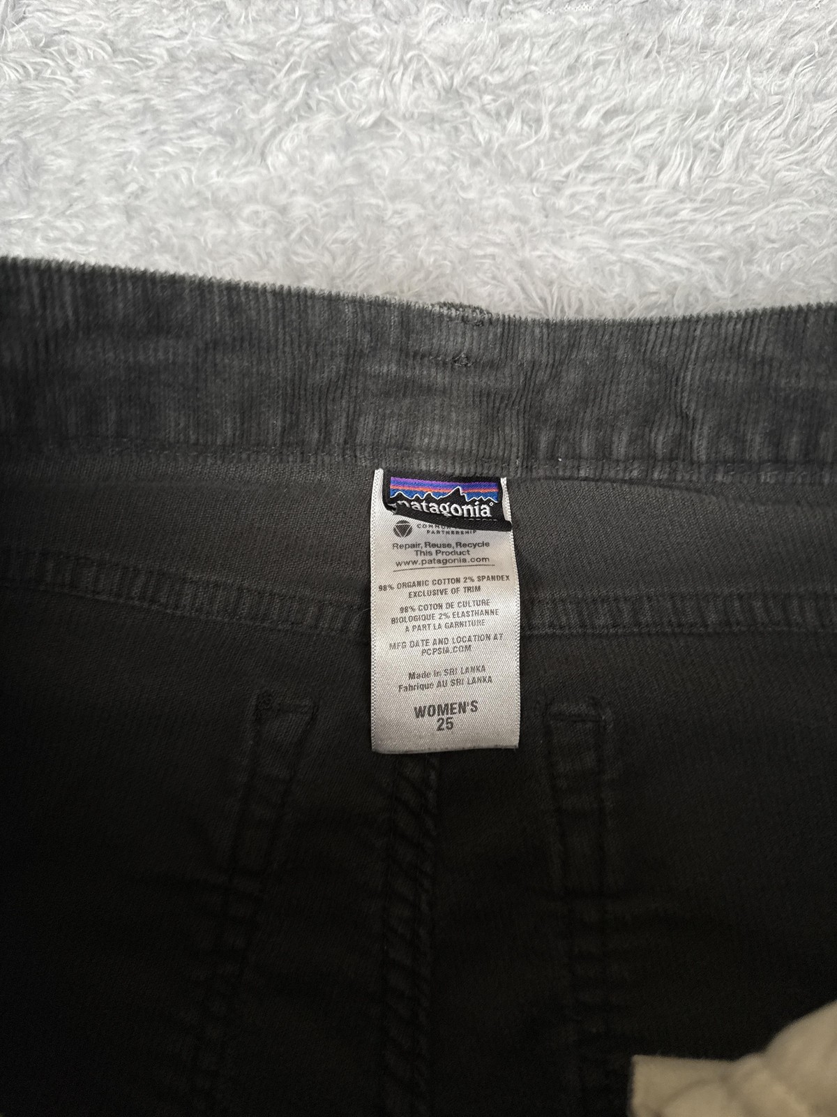 Patagonia Pants Womens 25 Gray Corduroy Straight Leg Organic Cotton