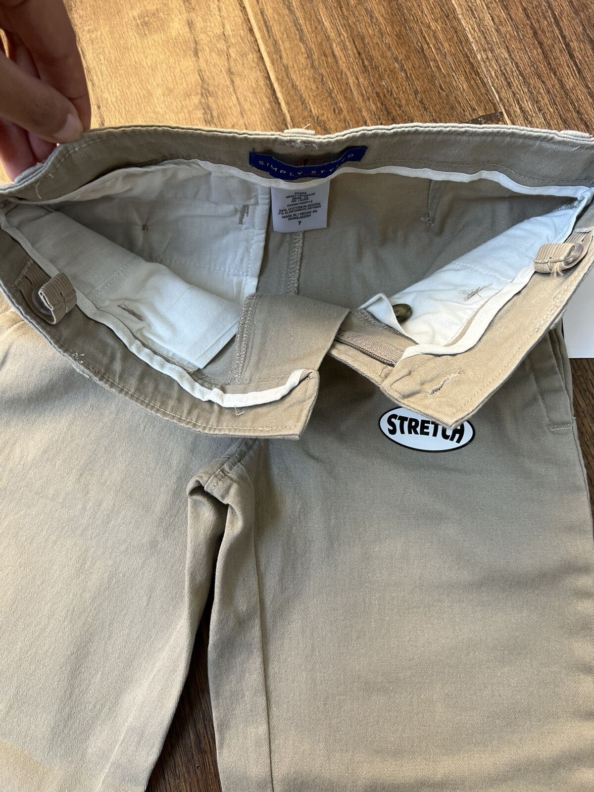 NWT Simply Styled Boys Stretch Adjustable Waist Khaki Pants 7