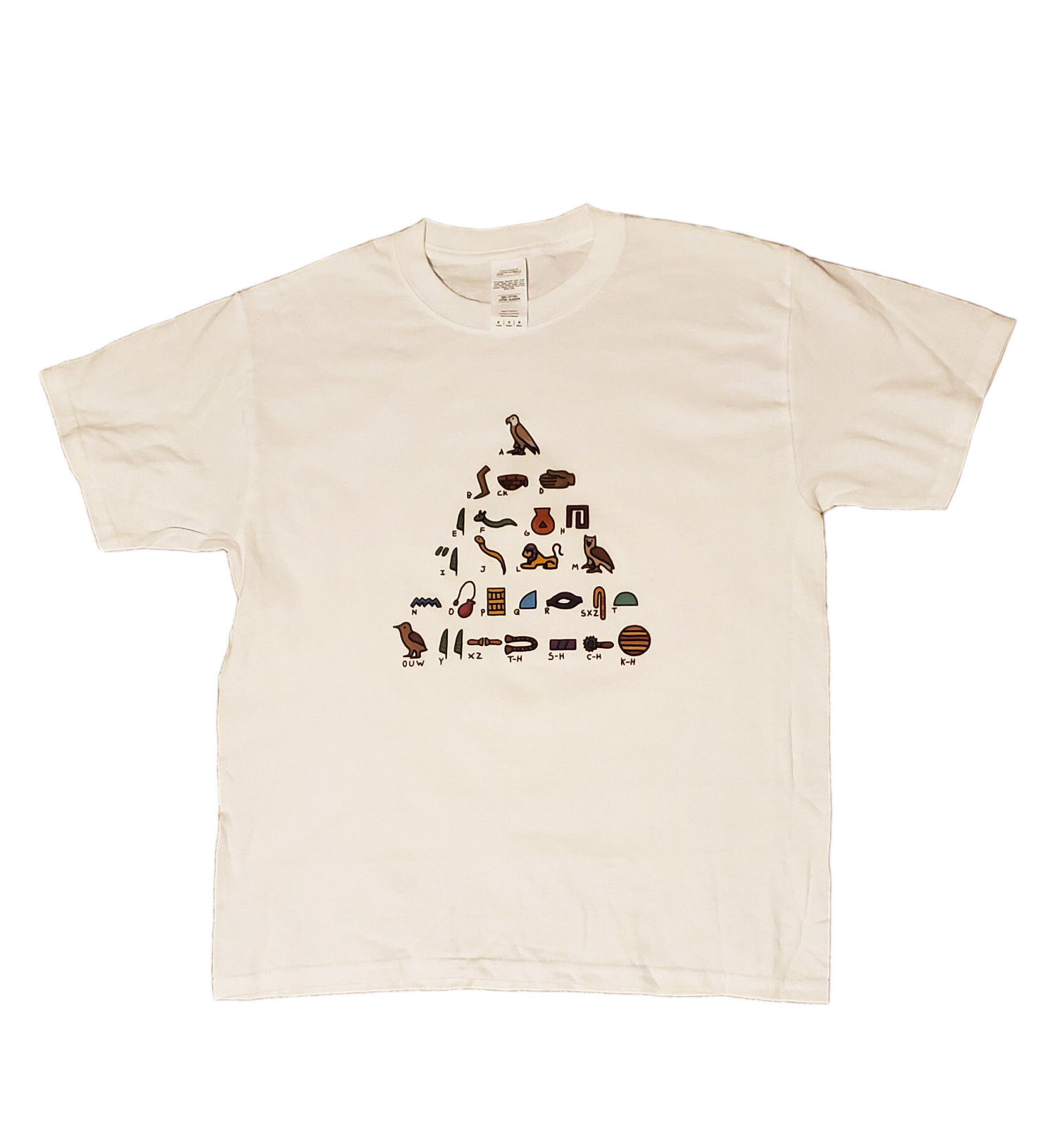 Egyptian Alphabet T-shirt Boys Girls White Size S-XL Hieroglyphics
