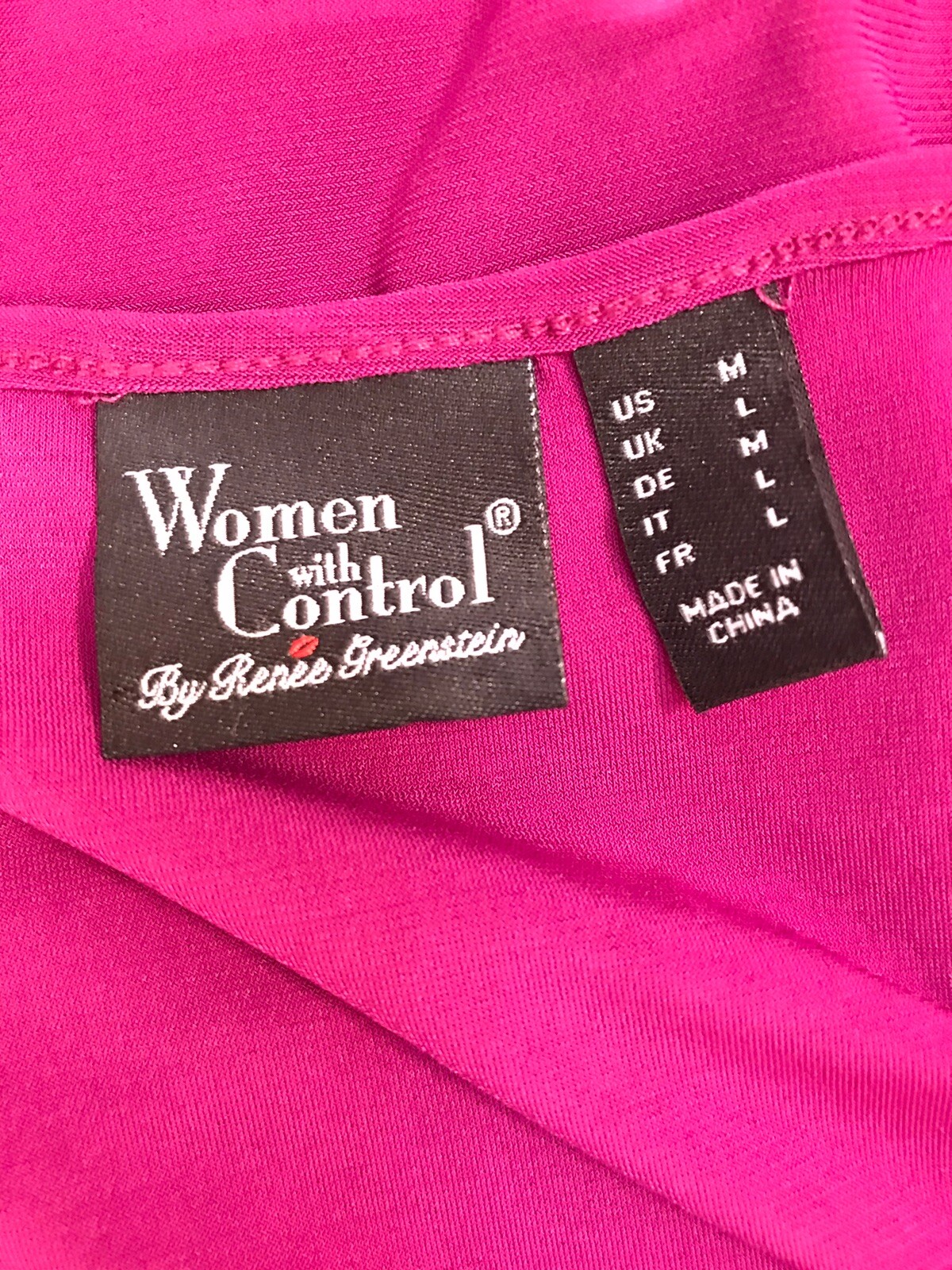 Women in Control M Top Stretch Soft Dark Magenta 3/4 Bell Sleeves Blouse Tunic