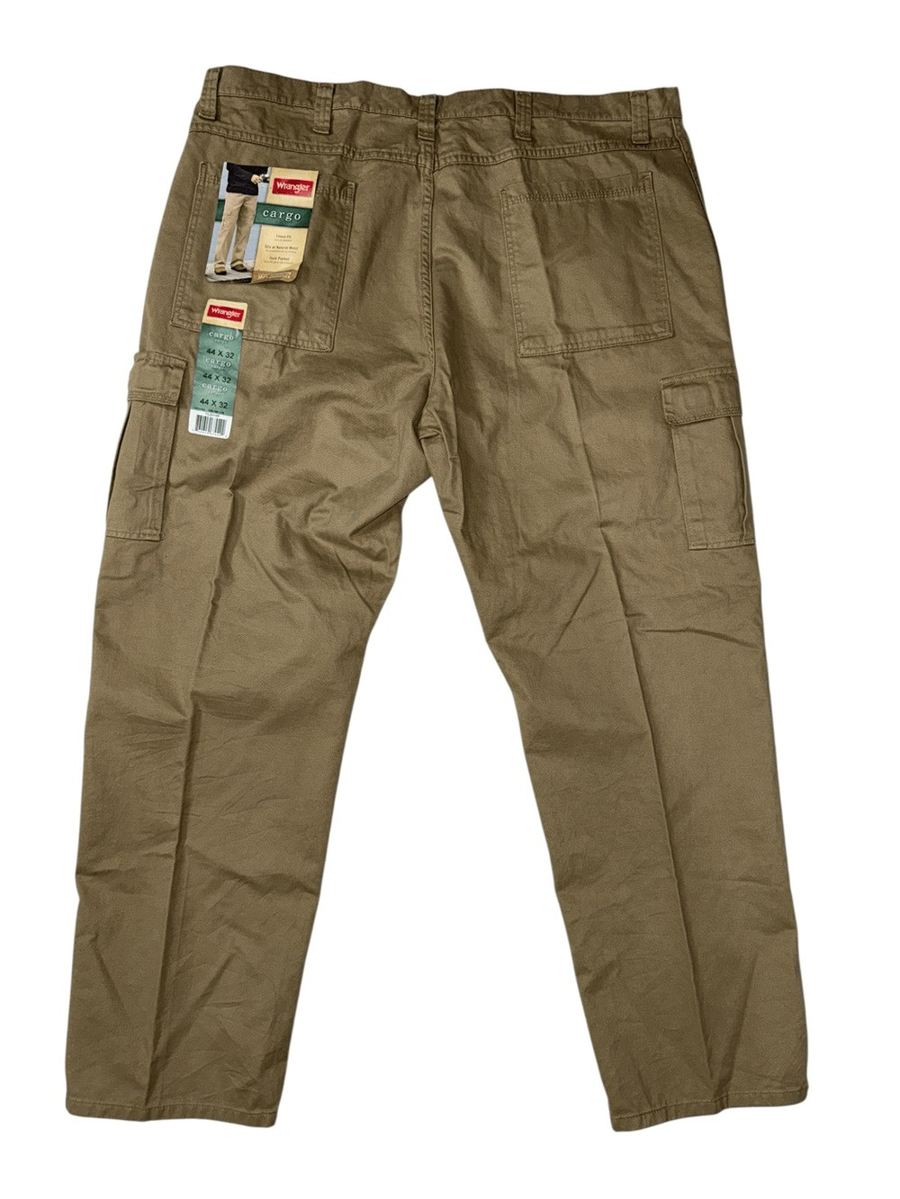 NEW NWT Wrangler Cargo Pants Beige Tan 100% Cotton size 44 x 32 Loose Fit