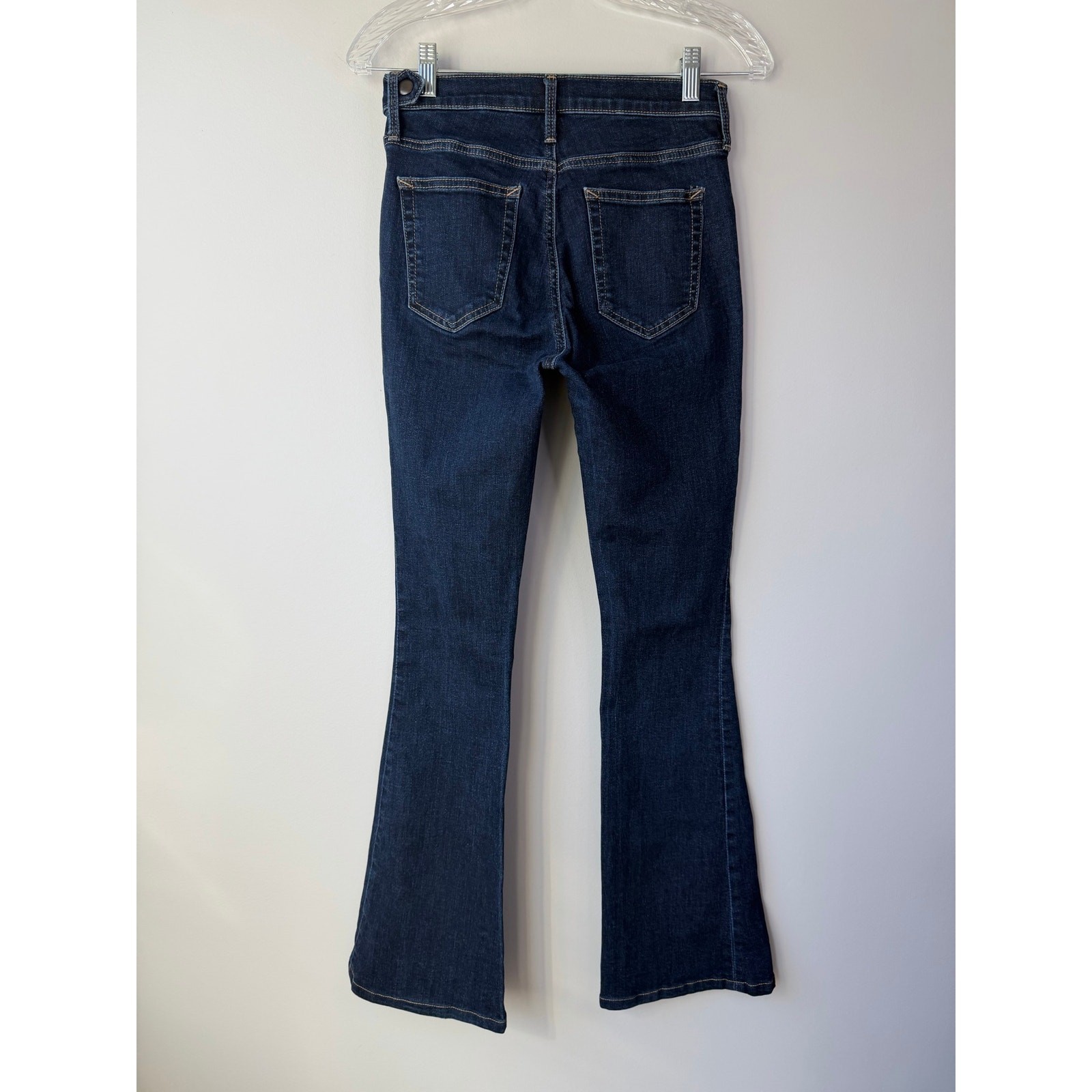 GAP Womens Size 27 High Rise Resolution Skinny Flare Jeans ark Wash Side ZIpper