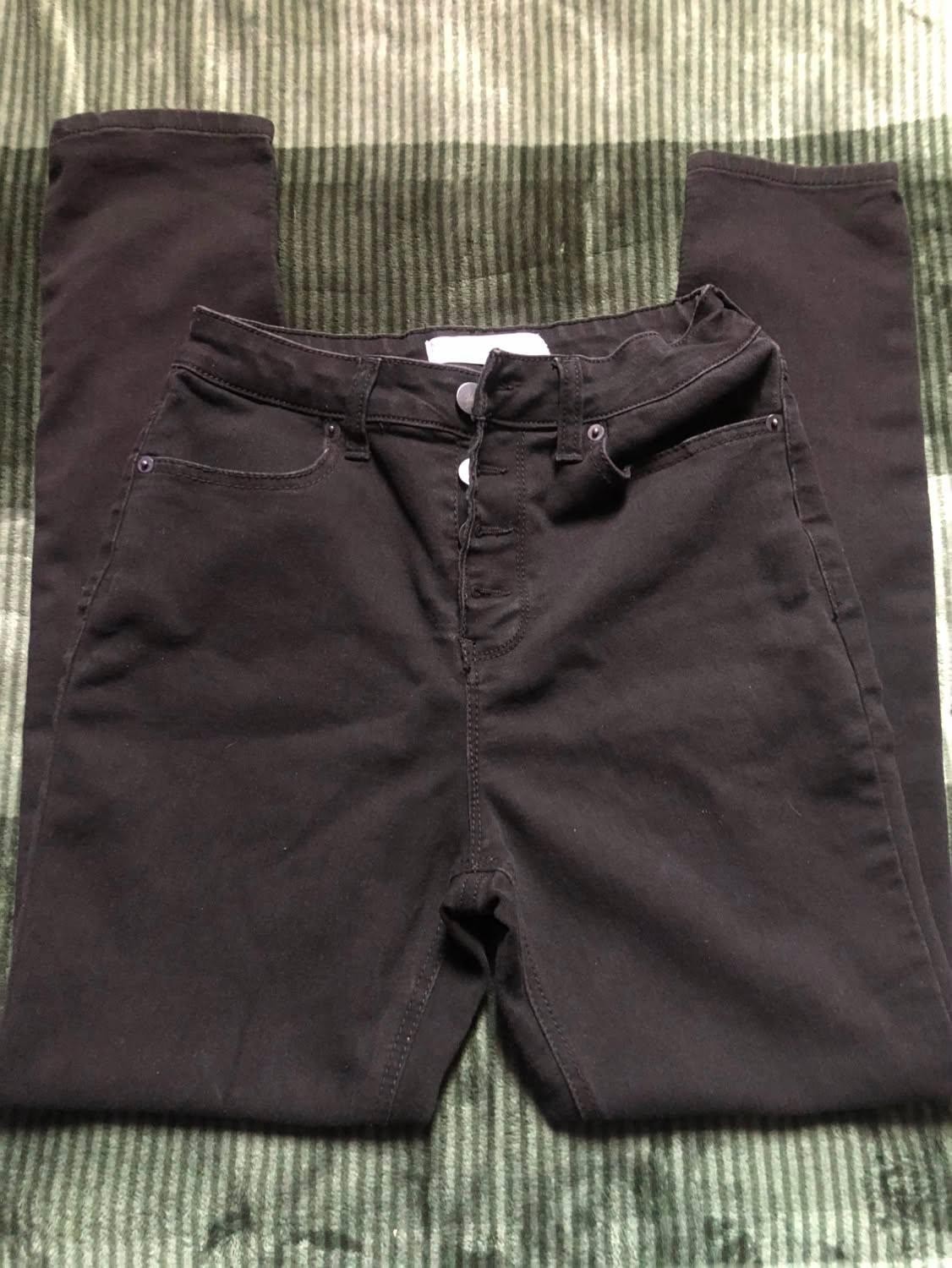 No Boundaries Women’s Black Denim Skinny Jeans Stretch 5-Pocket Button Zip