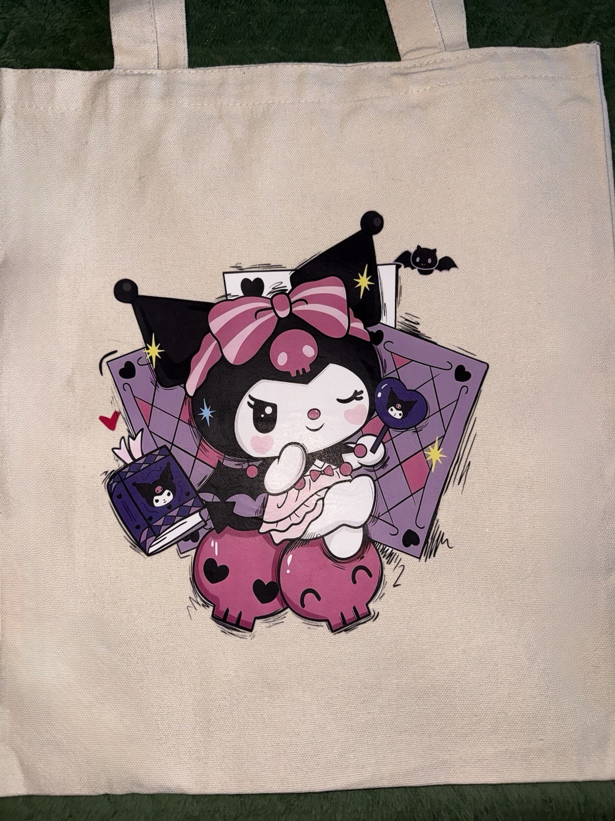 “ KUROMI “ Canvas Tote Bag, Use For Travel, Books, Groceries, Everyday Use