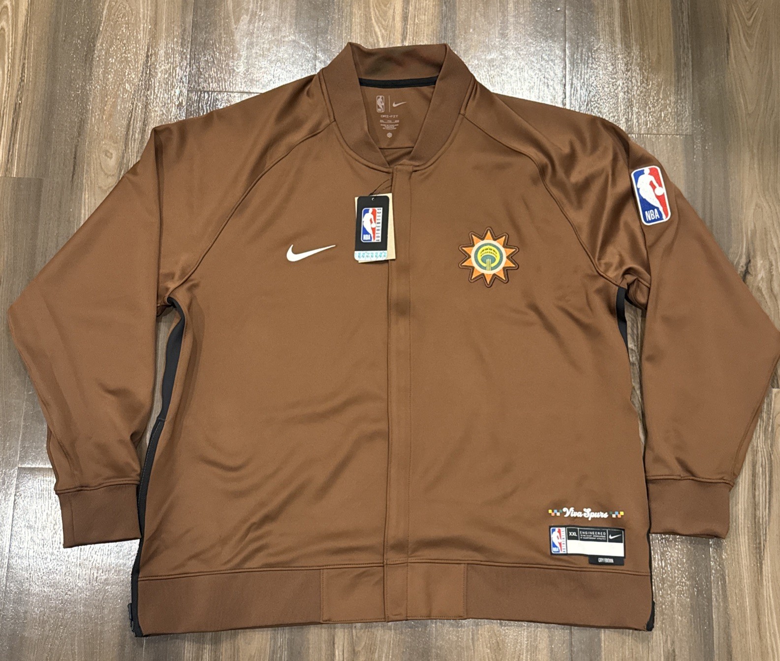 Nike NBA Authentics San Antonio Spurs Brown City Edition Full Zip Men’s Size 2XL