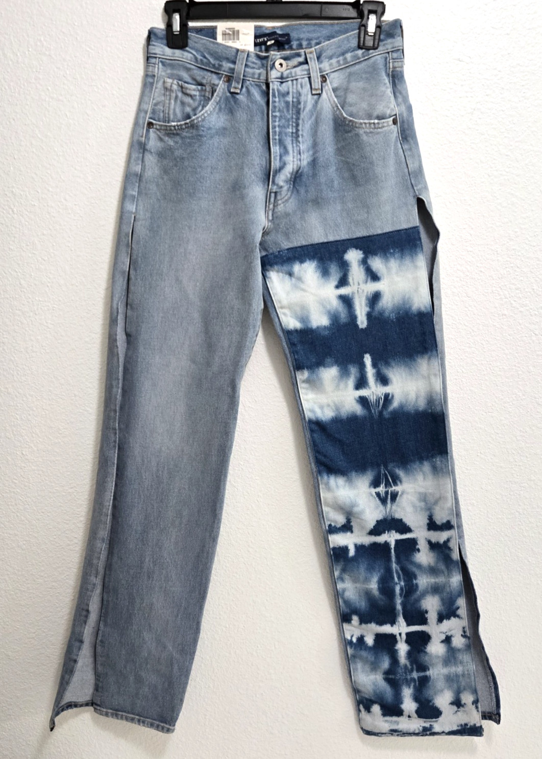 Levi’s Made & Crafted Slit Straight Leg Jeans Women’s 26 Blue Tie-Dye $248 Nwt