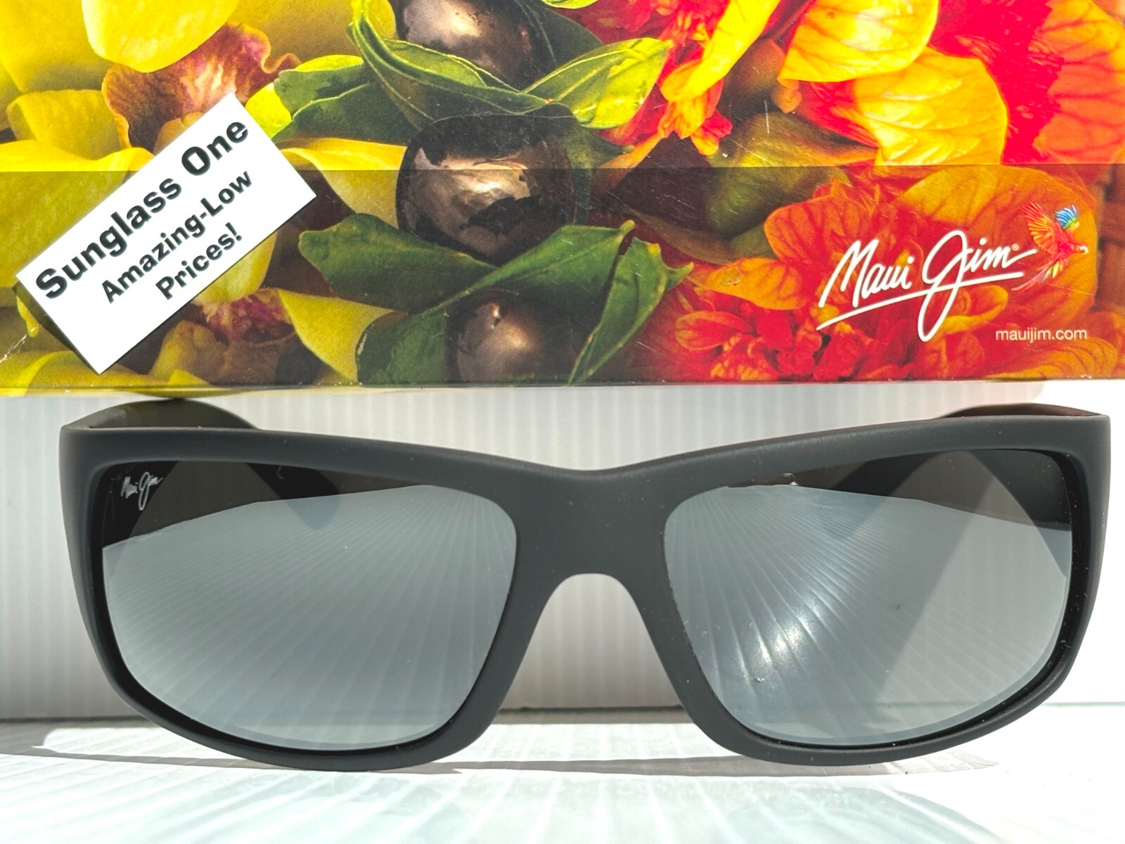 NEW Maui Jim WORLD CUP Matte Black Rubber POLARIZED Grey GLASS Sunglass 266-02MR
