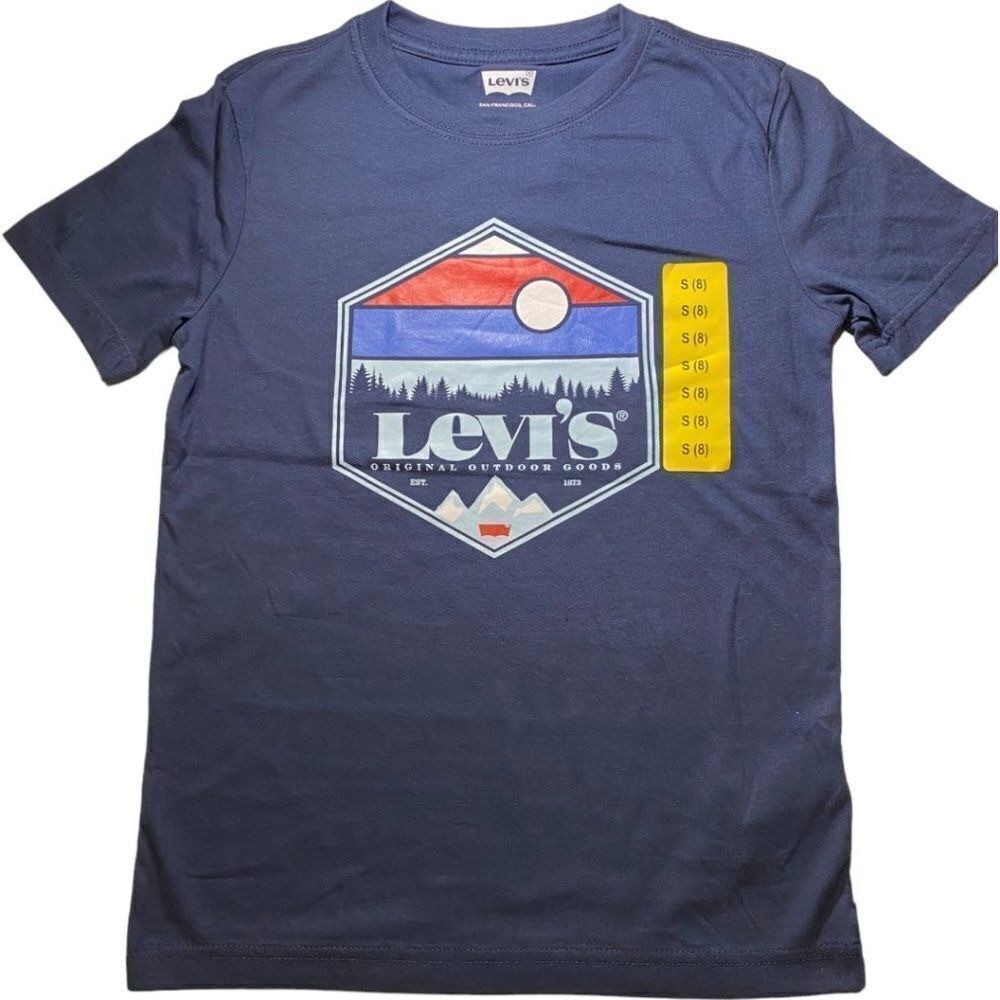 Levi’s Graphic T-Shirt 2-Pack Kids Size S 8 Navy Olive New Batwing Mountain