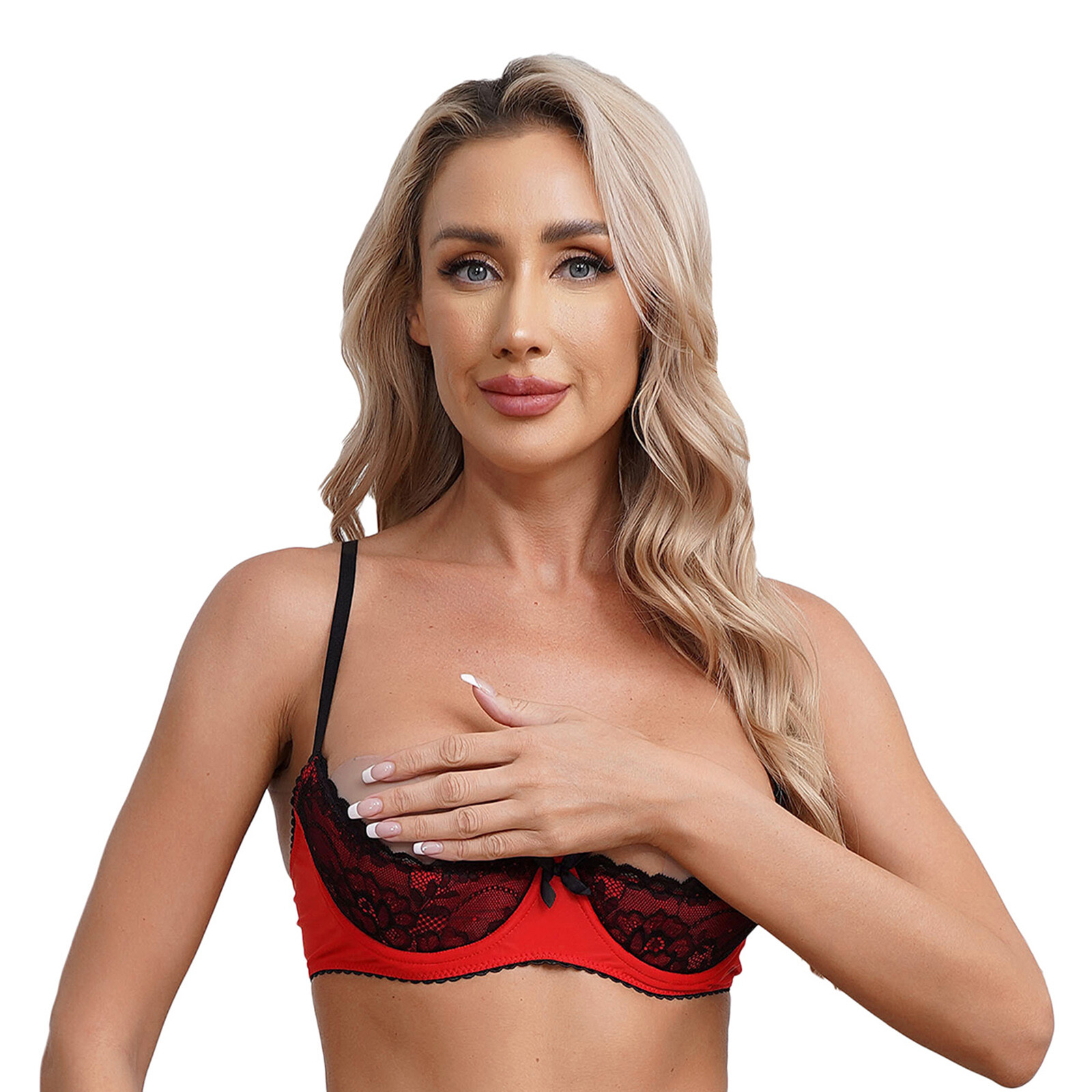 US Women Corset Brassiere Bustier Half Cup Bra Tops Lingerie Lace Underwear Sexy