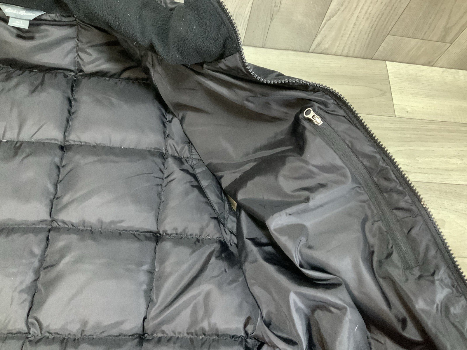 Eddie Bauer Premium Goose Down Black Puffer Vest Large