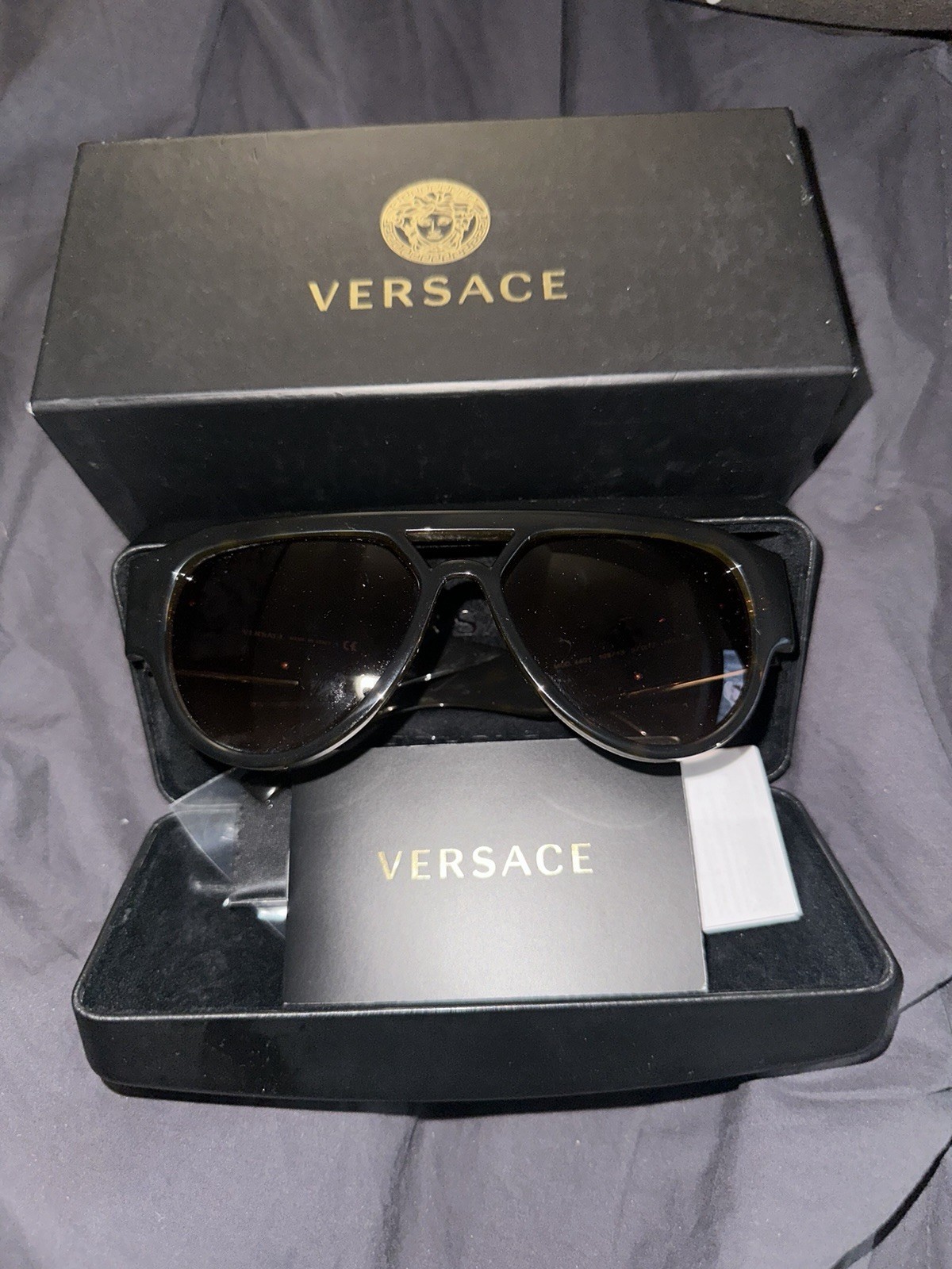Versace Sunglasses Brown Tortoise Injected Frame