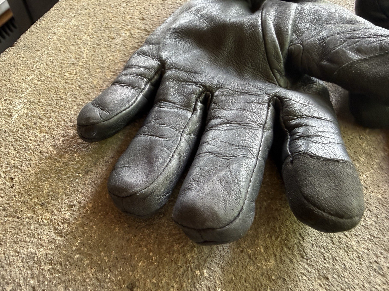 HESTRA Mens Black JOHN Insulated Ribbed Cuff Leather Gloves 9