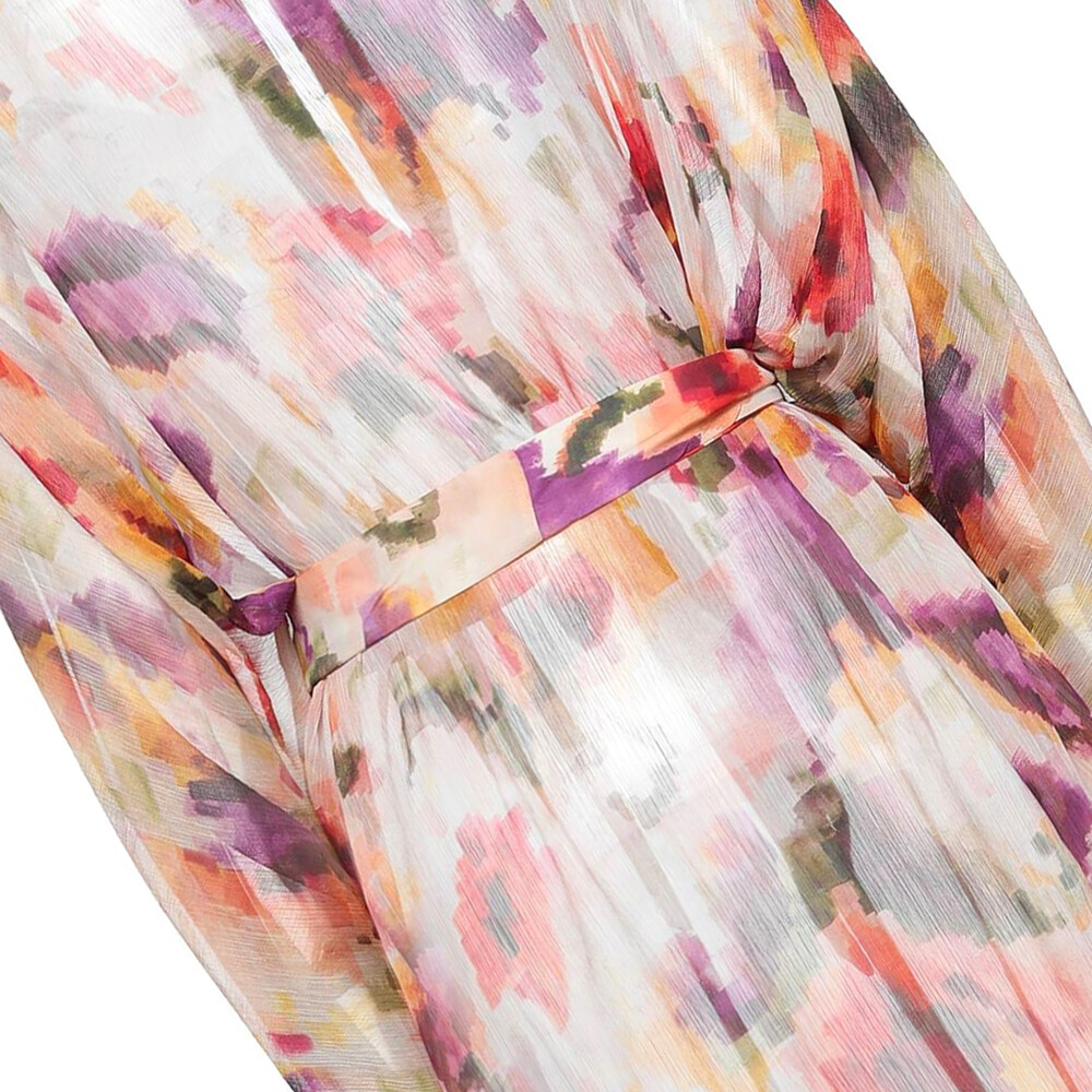 Kaftan Beach Dress Floral Sheer Belted Summer Dress Size 42 – RP £239.00