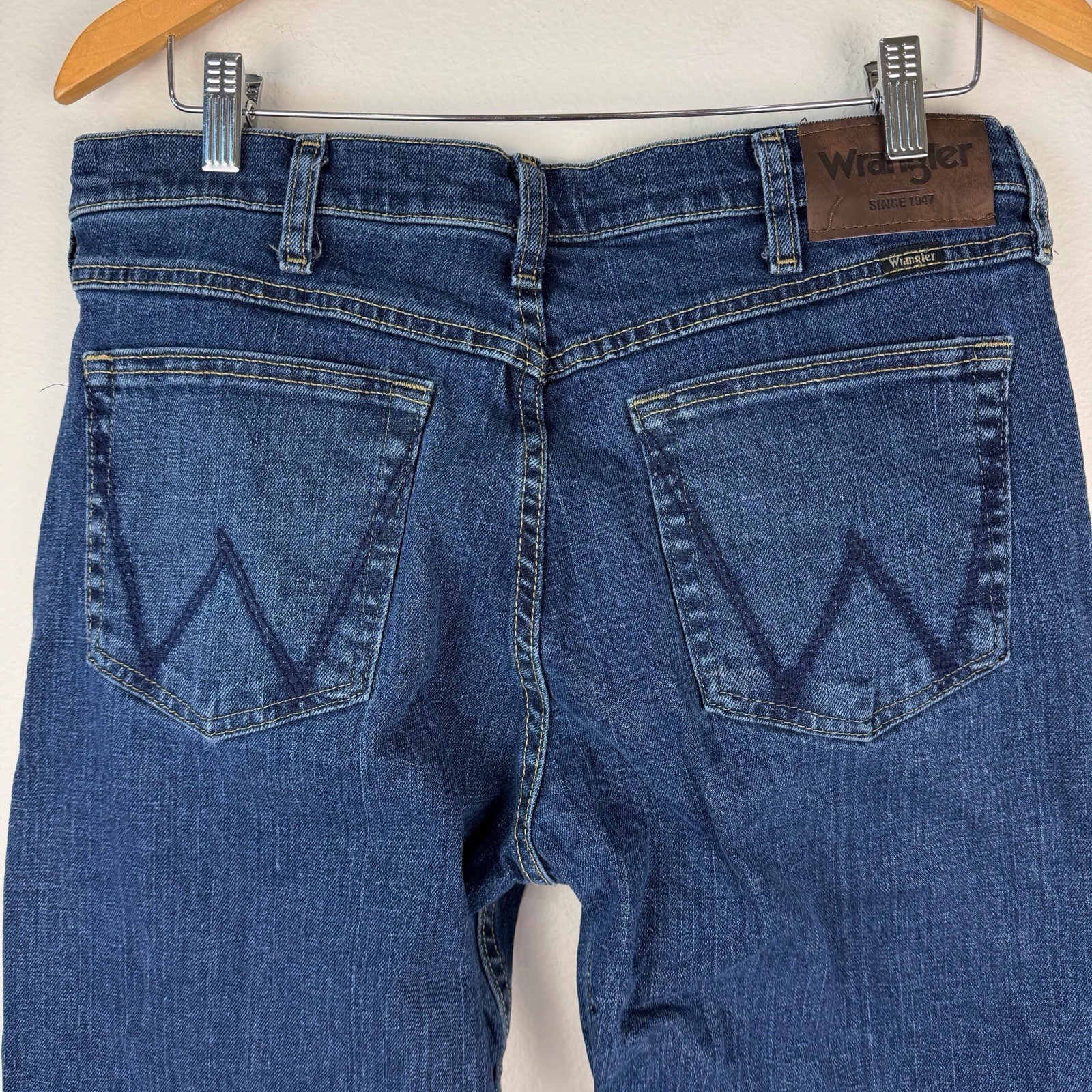 Wrangler Men’s Free-to-Stretch Relaxed Fit Jeans Dark Wash Blue Denim 34×29
