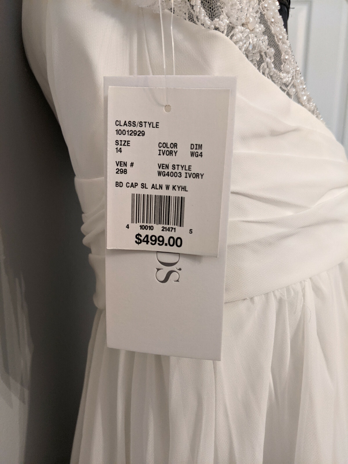 DAVID’S BRIDAL Size 14 A-Line Ivory Full-Length Classic Chiffron Wedding Dress