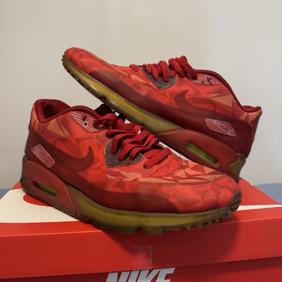 Nike Air Max 90 Ice Men’s Low Top Lace-Up Sneakers Gym Red 631748-600 2014