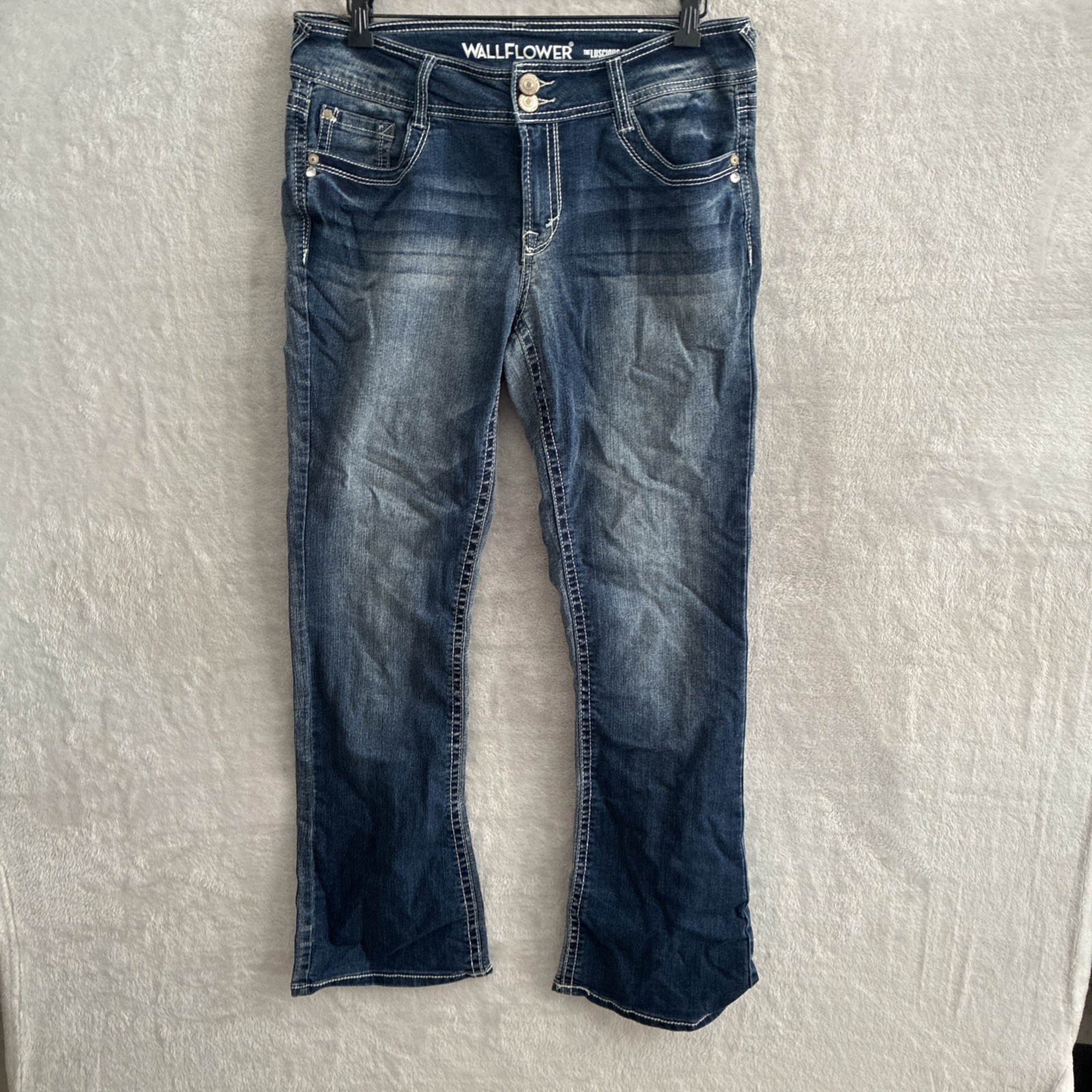 Wllflower Womans Denim Blue Jeans 11 Cotton Blend Button Pocket Zip Pocket