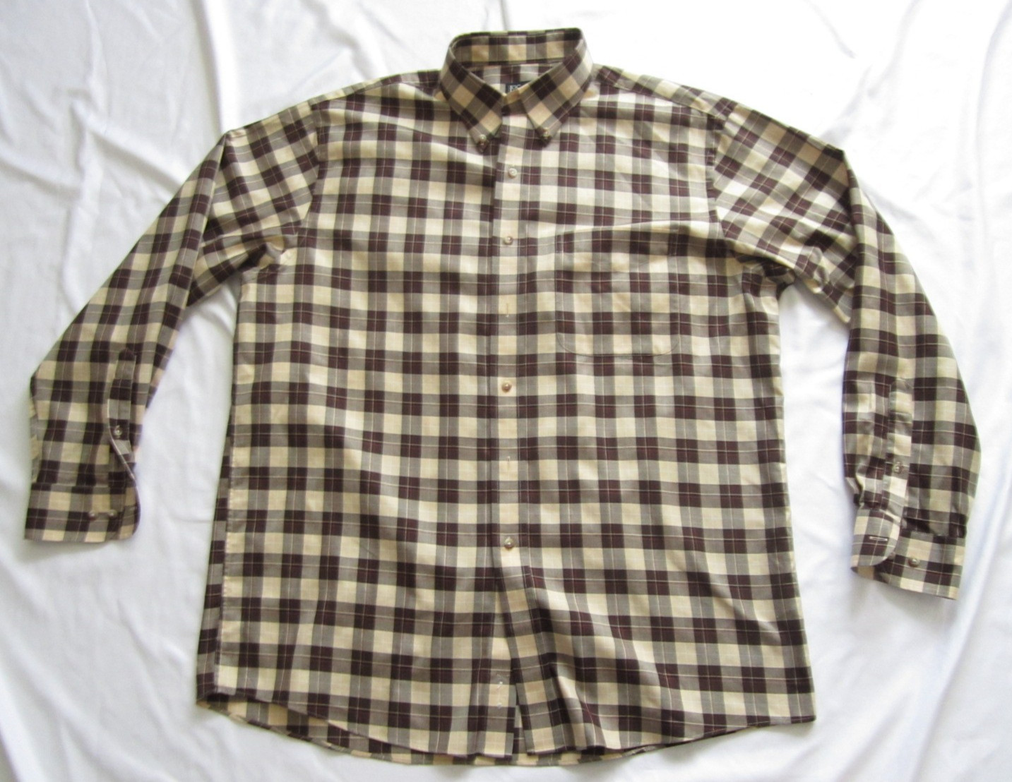 Men Jos A Bank Traveler Collection Plaid Button Long Sleeve Shirt Sz L (MT562)