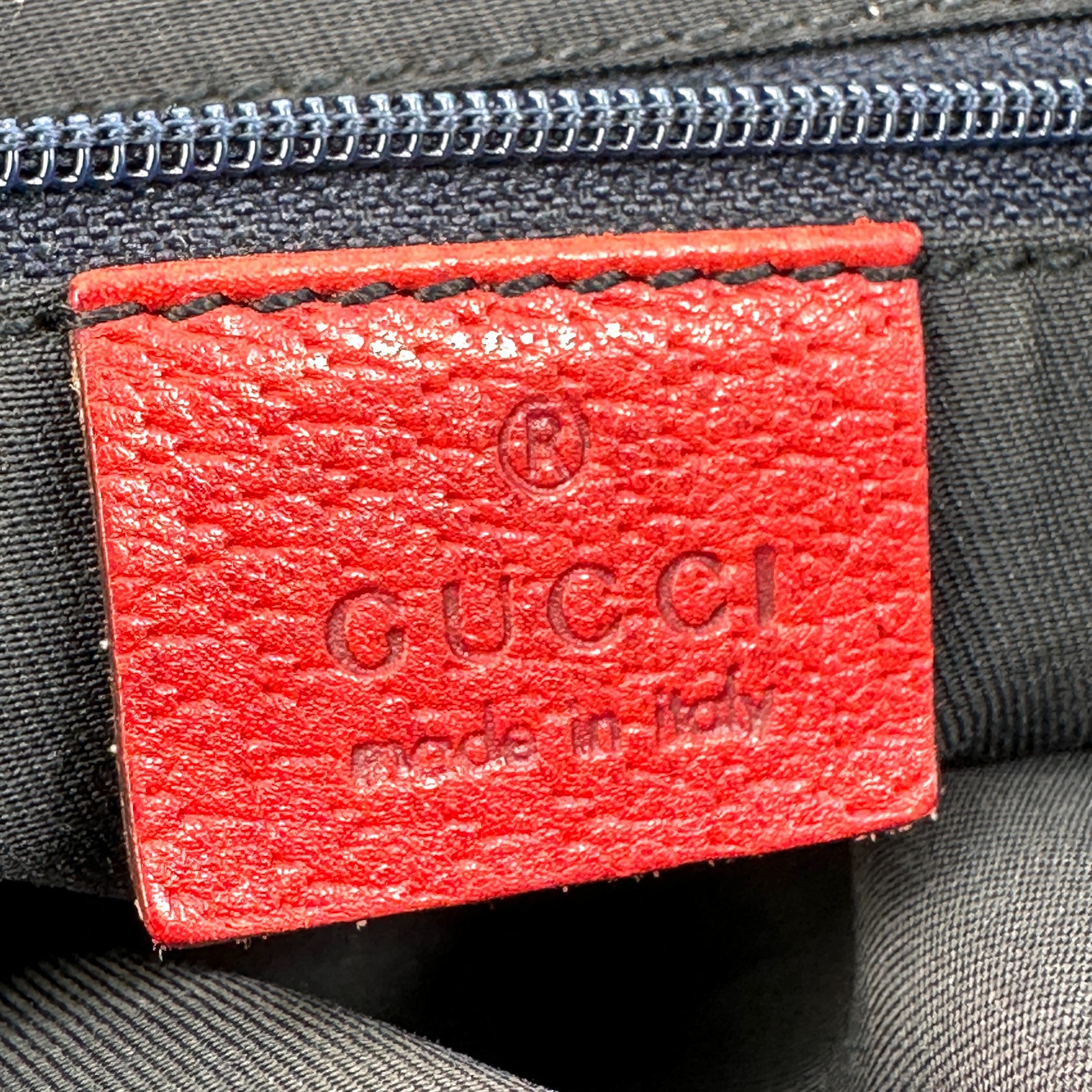 Gucci Abbey GG Canvas Leather Red 130739 Handbag Tote Bag Authentic