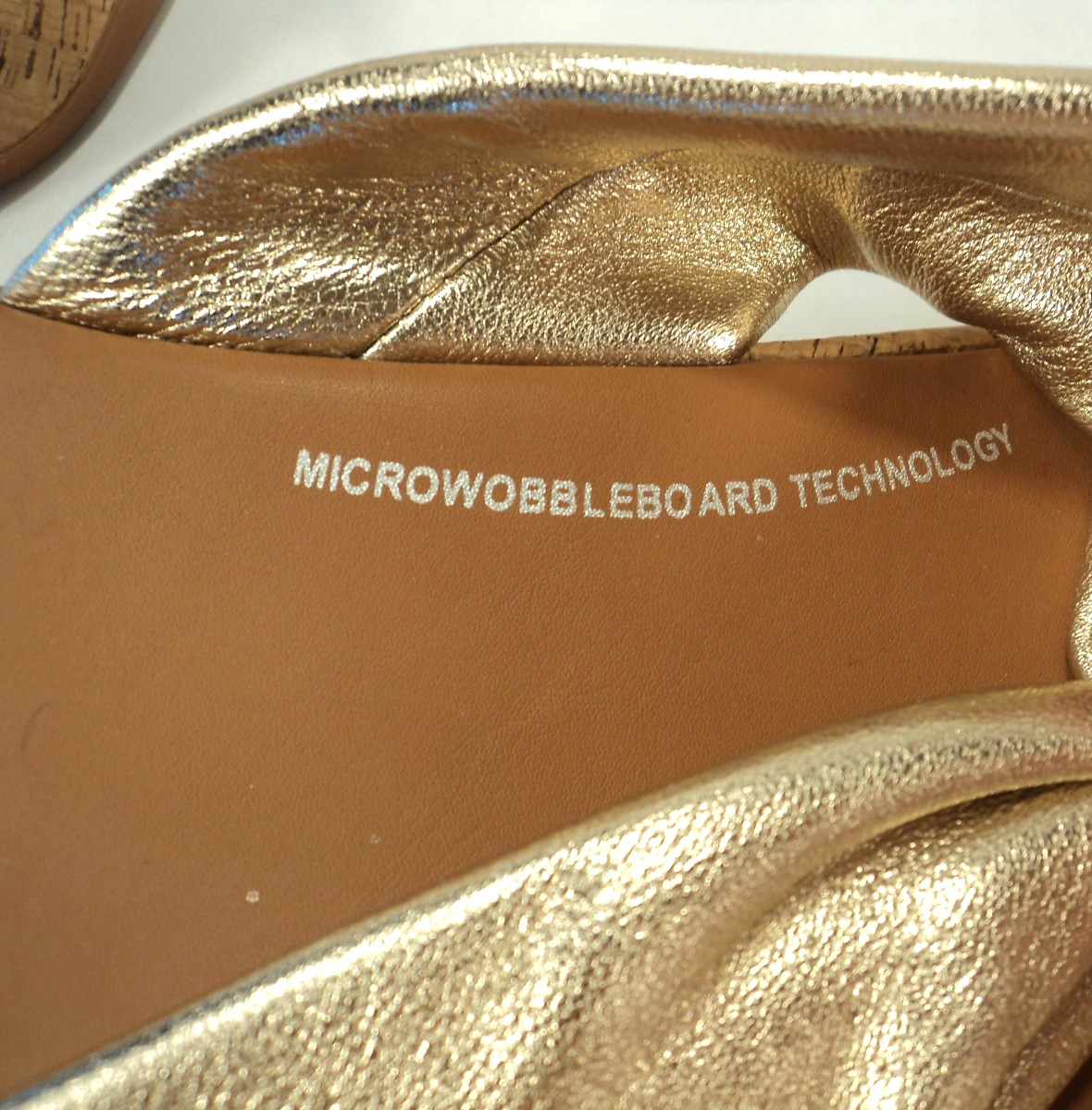 FitFlop F-Mode Leather-Twist Flatform Slides-Cork Wrap in Gold Sz 10 NWOB