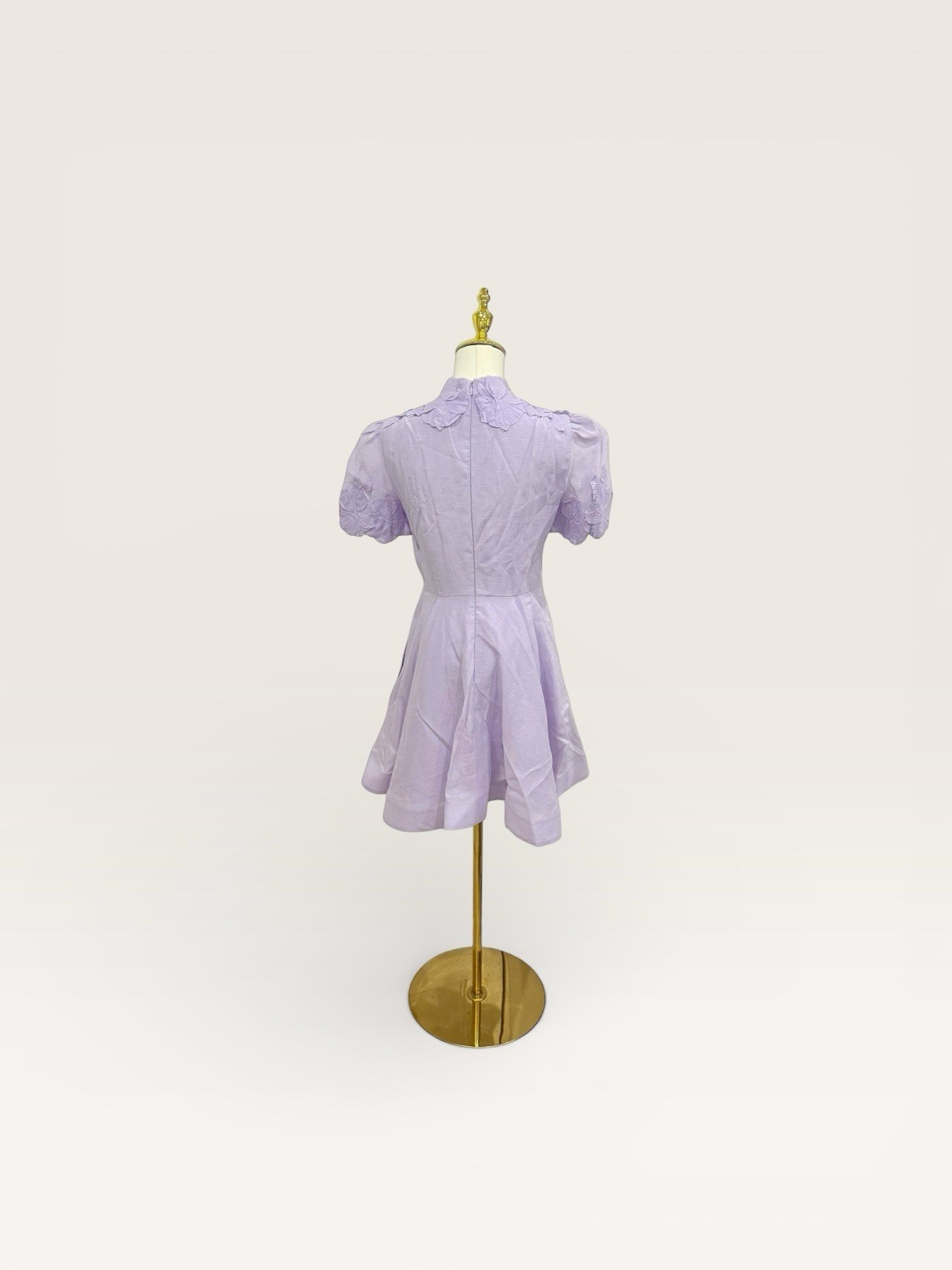 Antonio Melani Size 2 Iris Linen Floral Appliqué Mockneck Minidress Lavender NWT