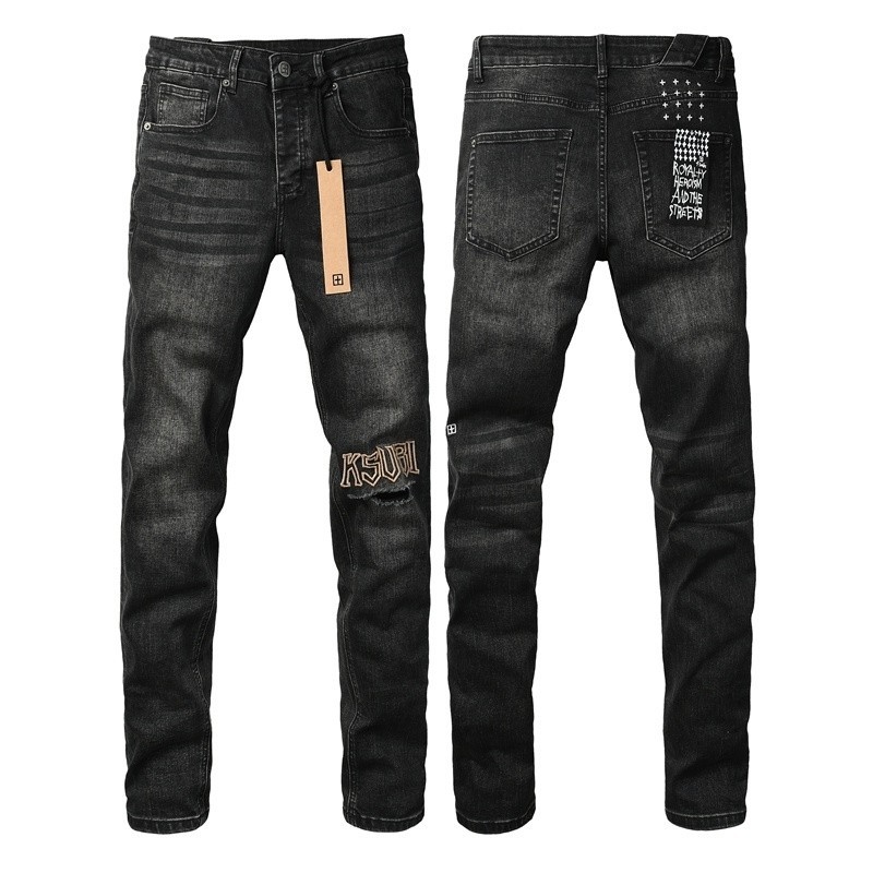 ksubi jeans men Black ripped embroidered jeans 3052 size28to40