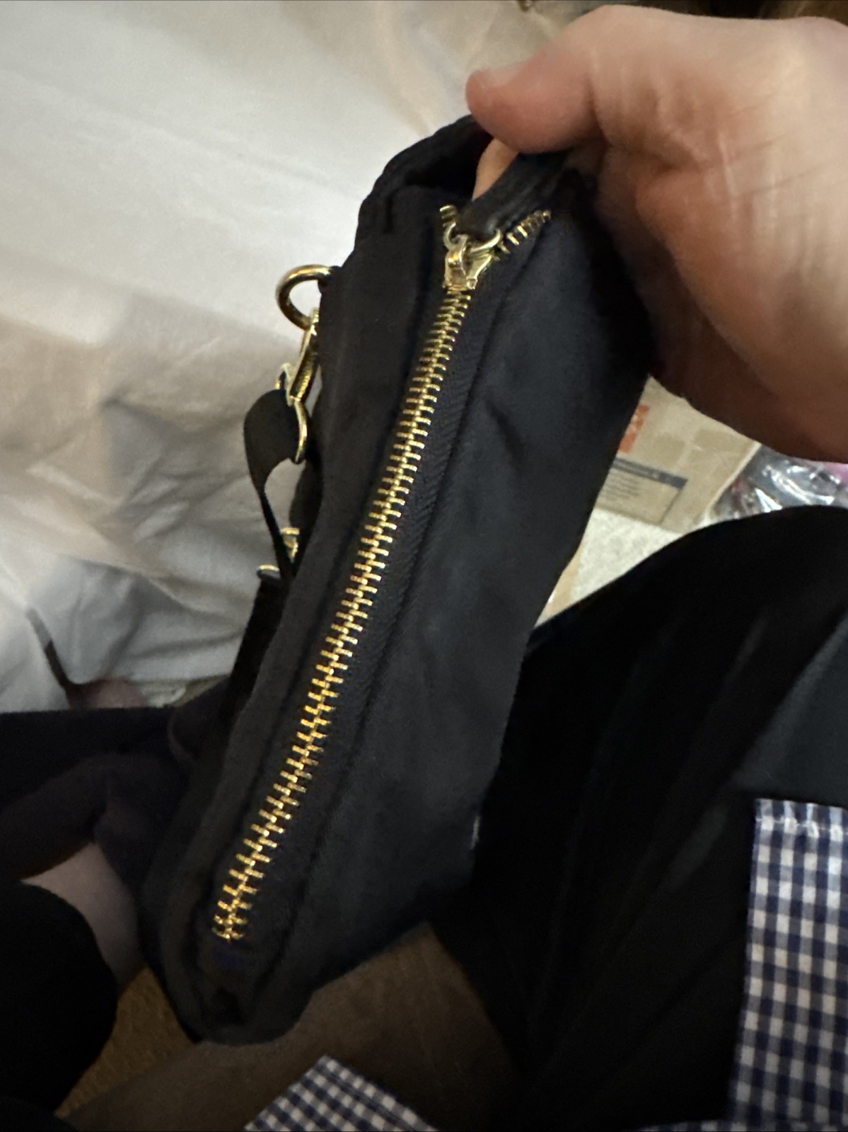 Steve Madden Black Crossbody Bag Quilted, Logo & Zipper Accents