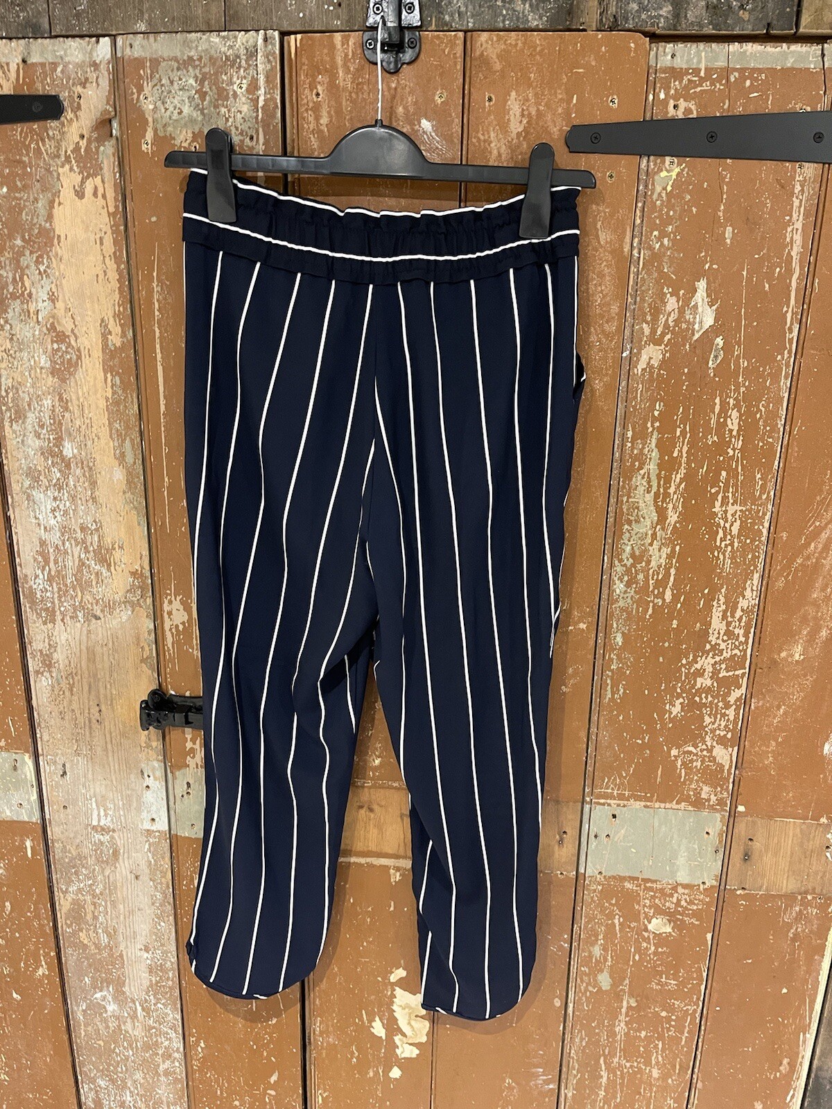 Zara Trafaluc Trousers Navy Blue Striped Elasticated Stretch Women’s Small