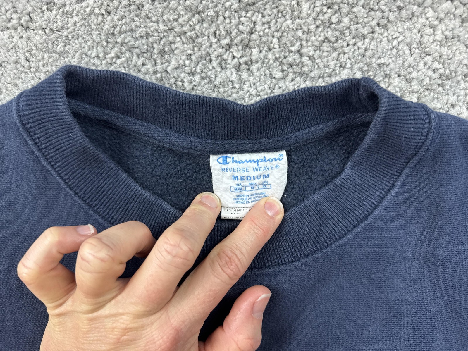 Champion Reverse Weave Sweatshirt Mens Medium Blue Fleece Crewneck Logo