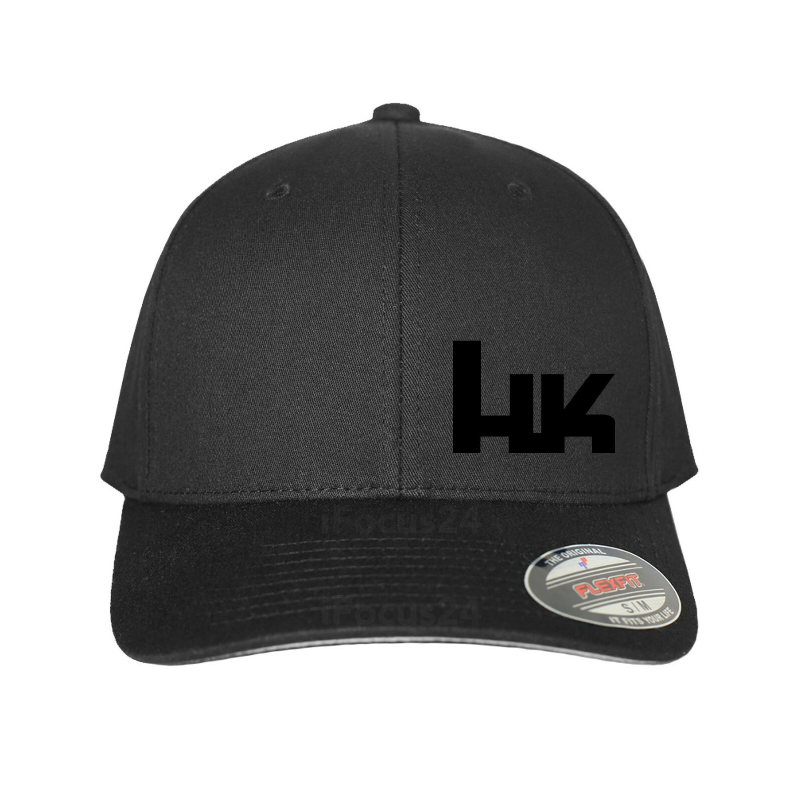 He.ck.ler & Ko.ch H K Embroider Logo Fitted Flex Fit Hat Black 2A Tactical Cap